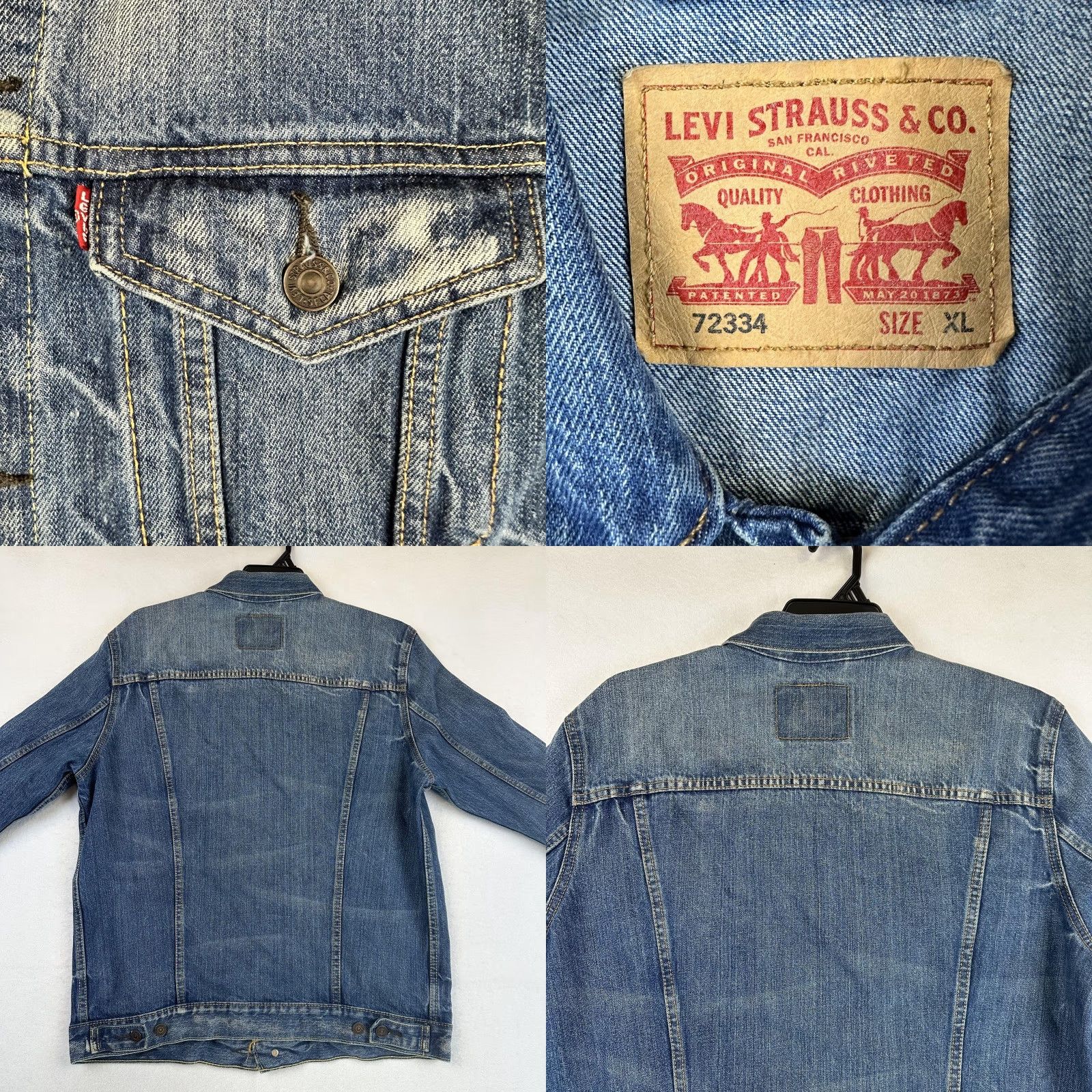 Levi's Levi's Trucker Jacket Mens XL Blue Denim Button Front Distressed Faded 72334 Size US XL / EU 56 / 4 - 8 Thumbnail