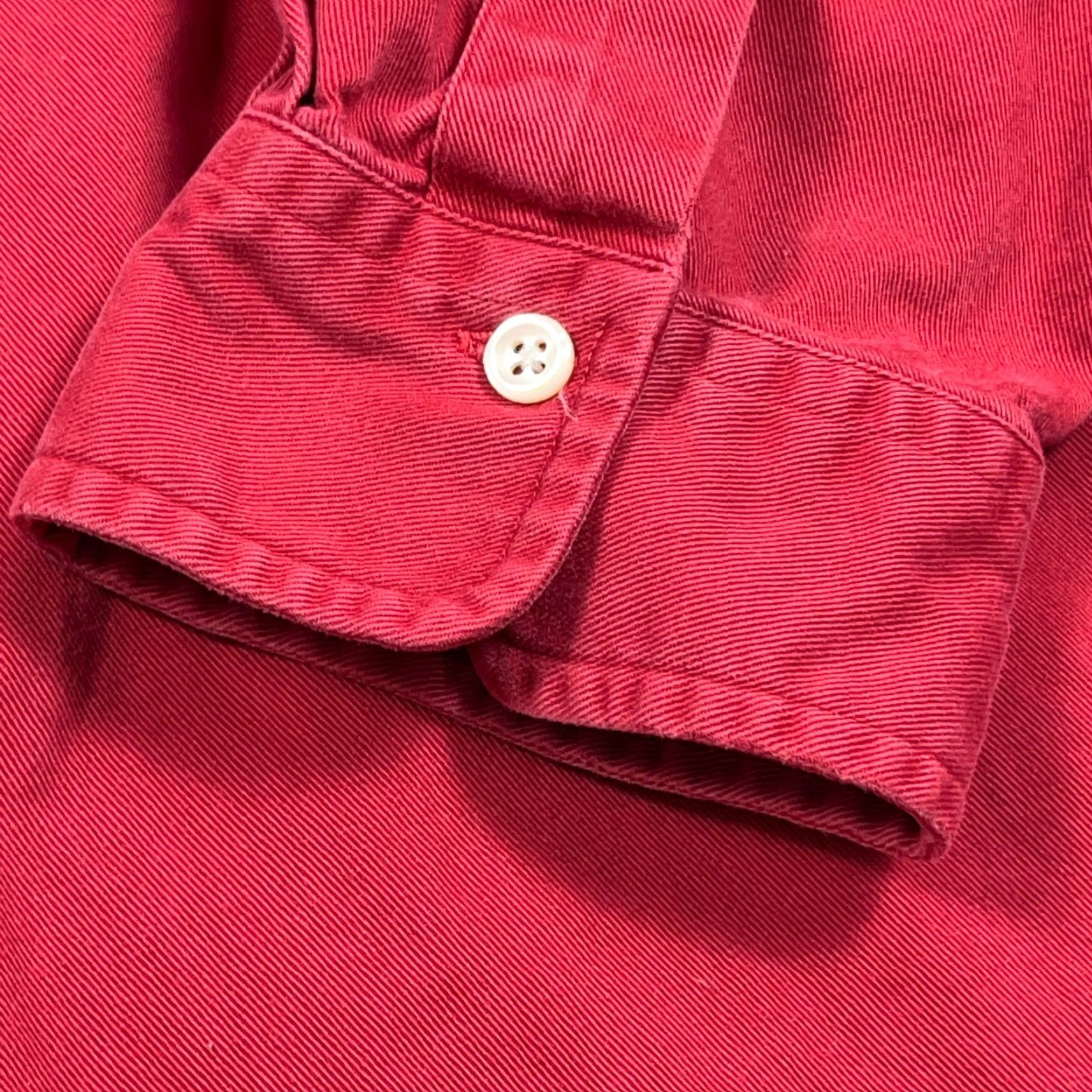 Ralph Lauren VINTAGE Ralph Lauren Shirt Men XL Red Blue Pony Twill Denim Button Up Size 46R - 3 Thumbnail