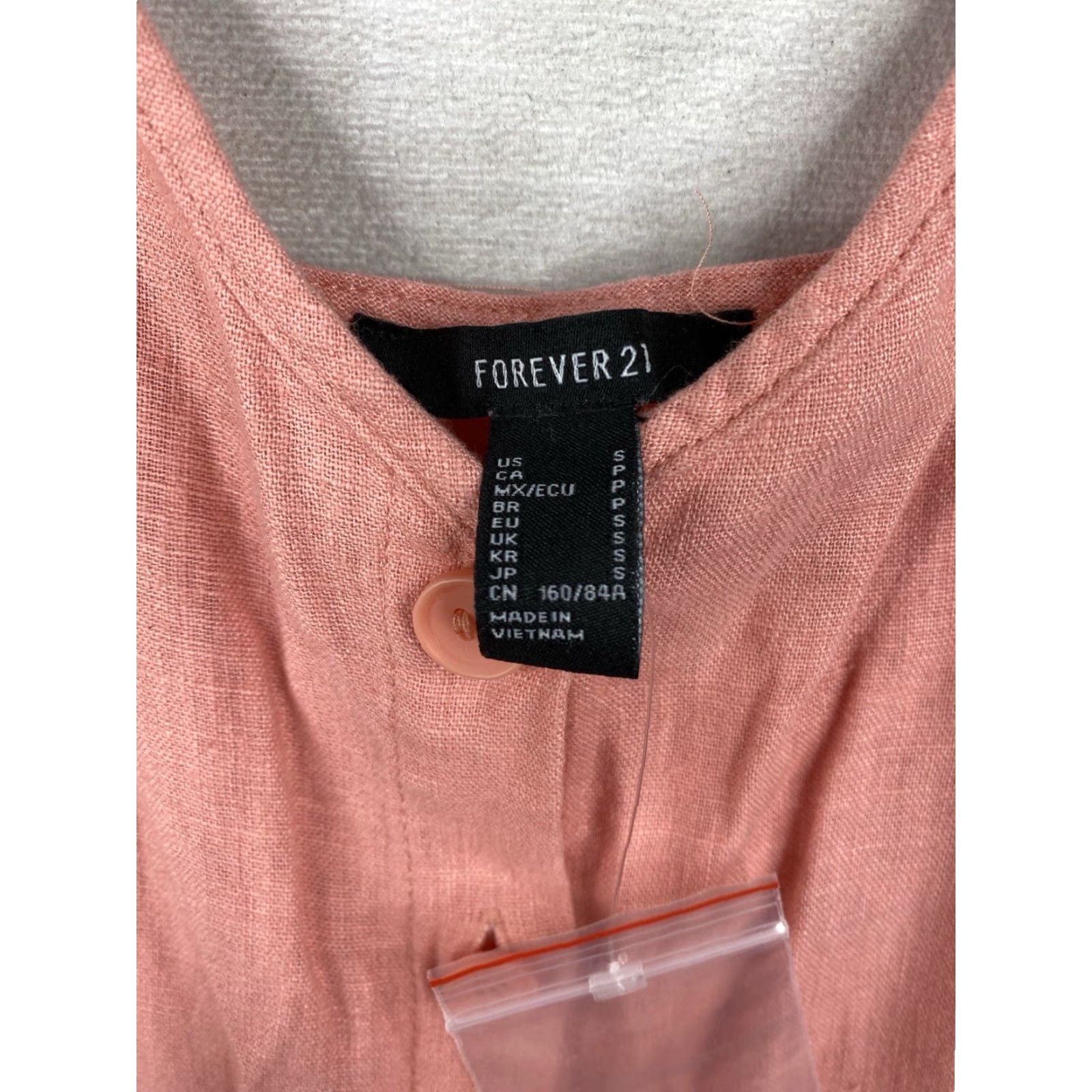 Forever 21 Forever 21 Dress S Coral Mini Button Down Sleeveless V-Neck Linen Cami NWT Y2K Slips Sundress Casual Party/Cocktail Beach 90s Womens Size S / US 4 / IT 40 - 3 Thumbnail