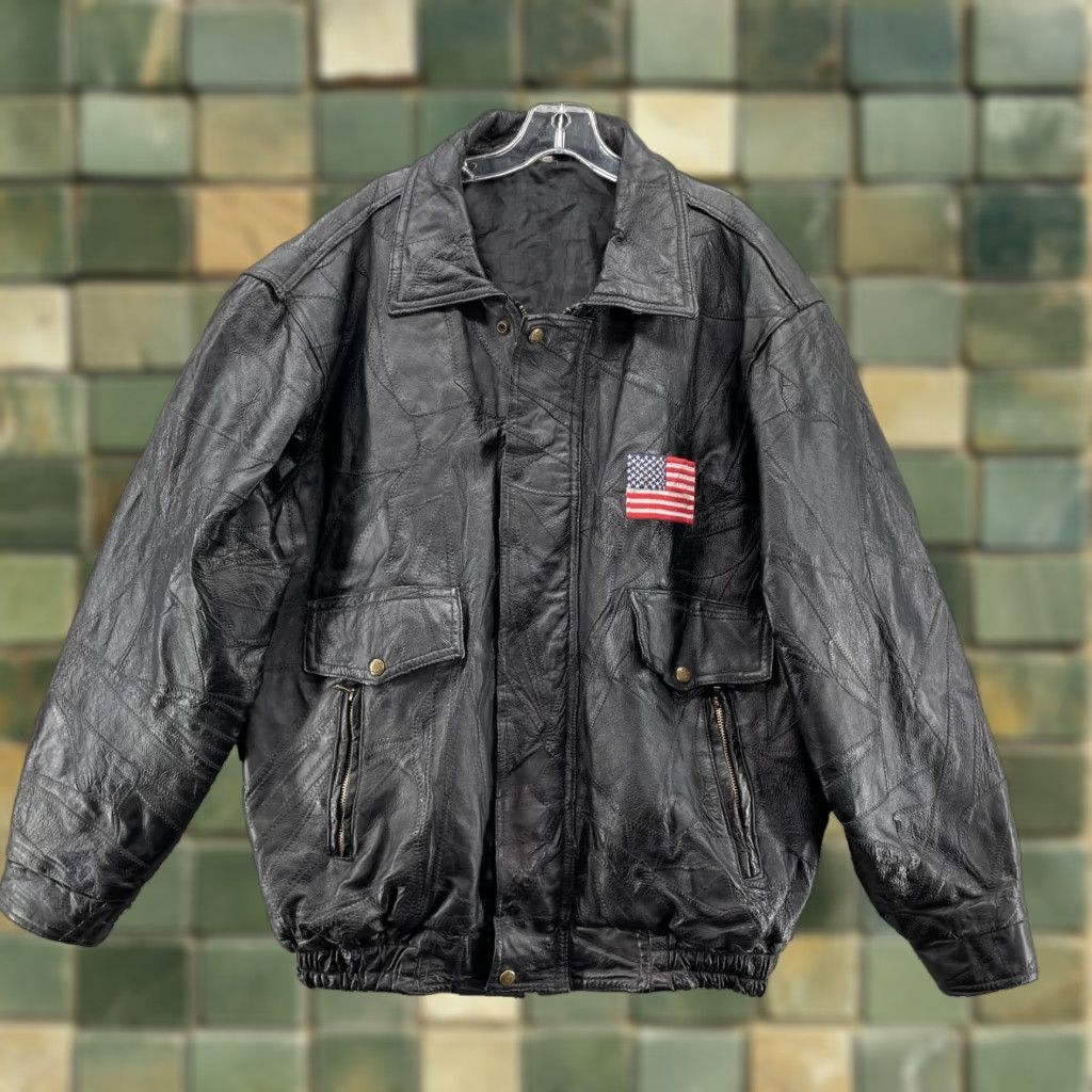 Vintage VTG Bomber Jacket Men's 2XL Black Leather Moto Biker Rocker Workwear VTG Bomber Jacket Leather Jacket 2XL Black Mens 90s Style Size US XXL / EU 58 / 5 - 1 Thumbnail