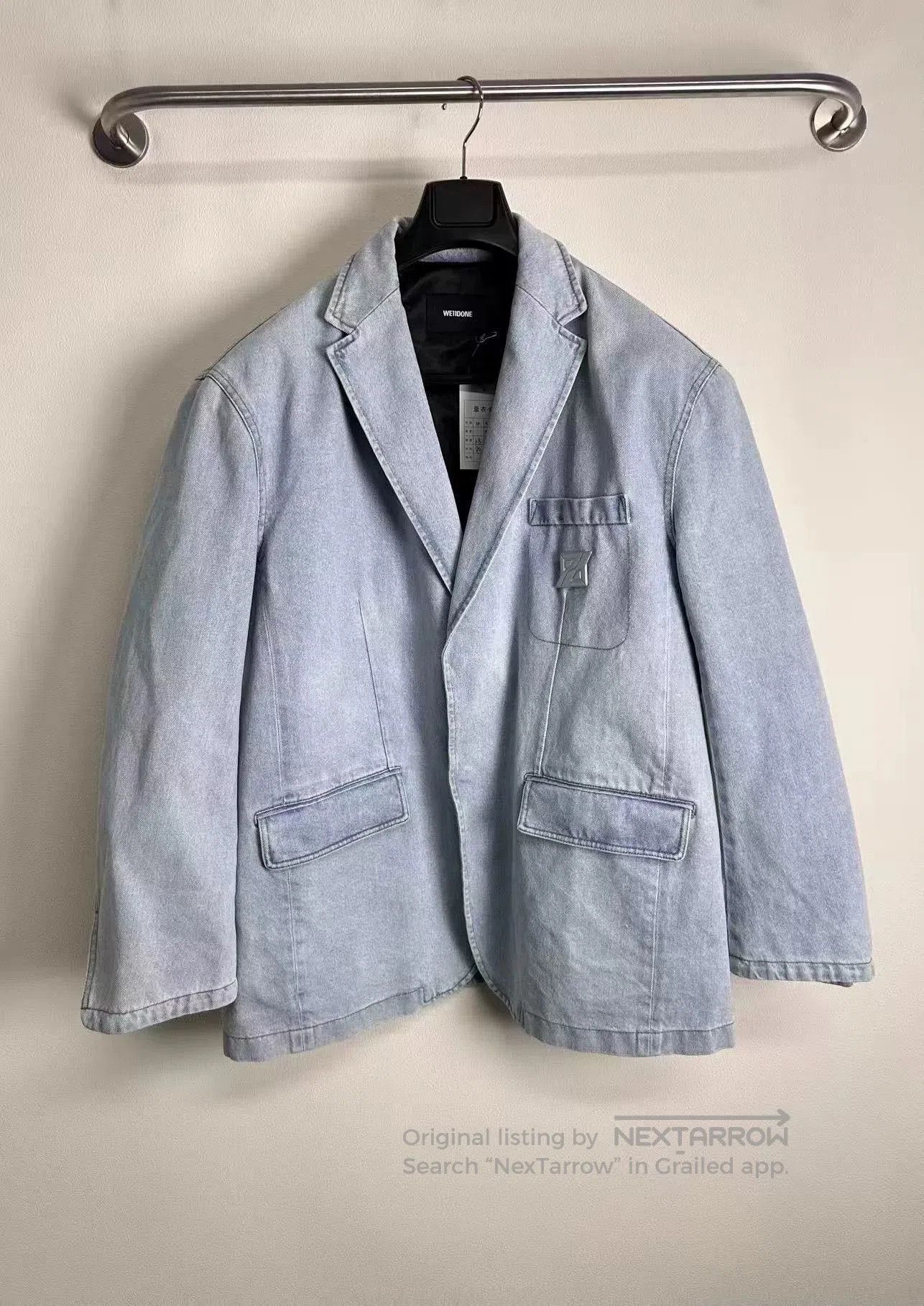 WE11DONE Welldone Washed Blue Denim Blazer Jacket. Size US M / EU 48-50 / 2 - 1 Thumbnail