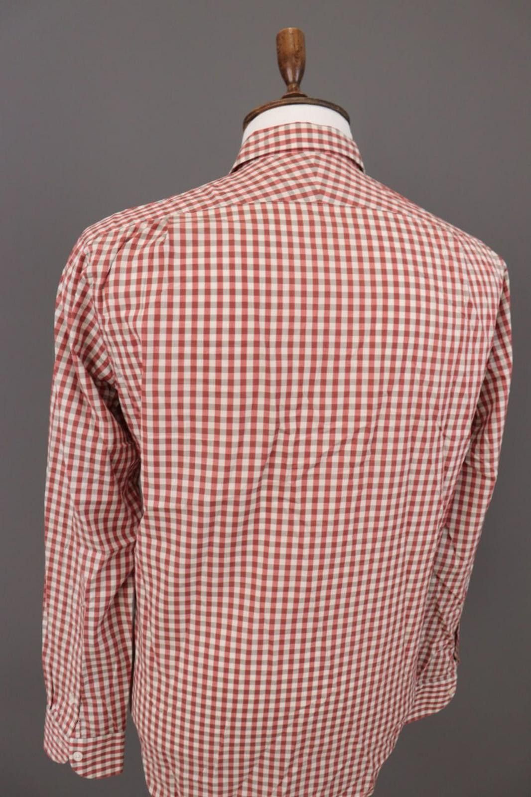 Gieves & Hawkes Red Check Dress Shirt Size M