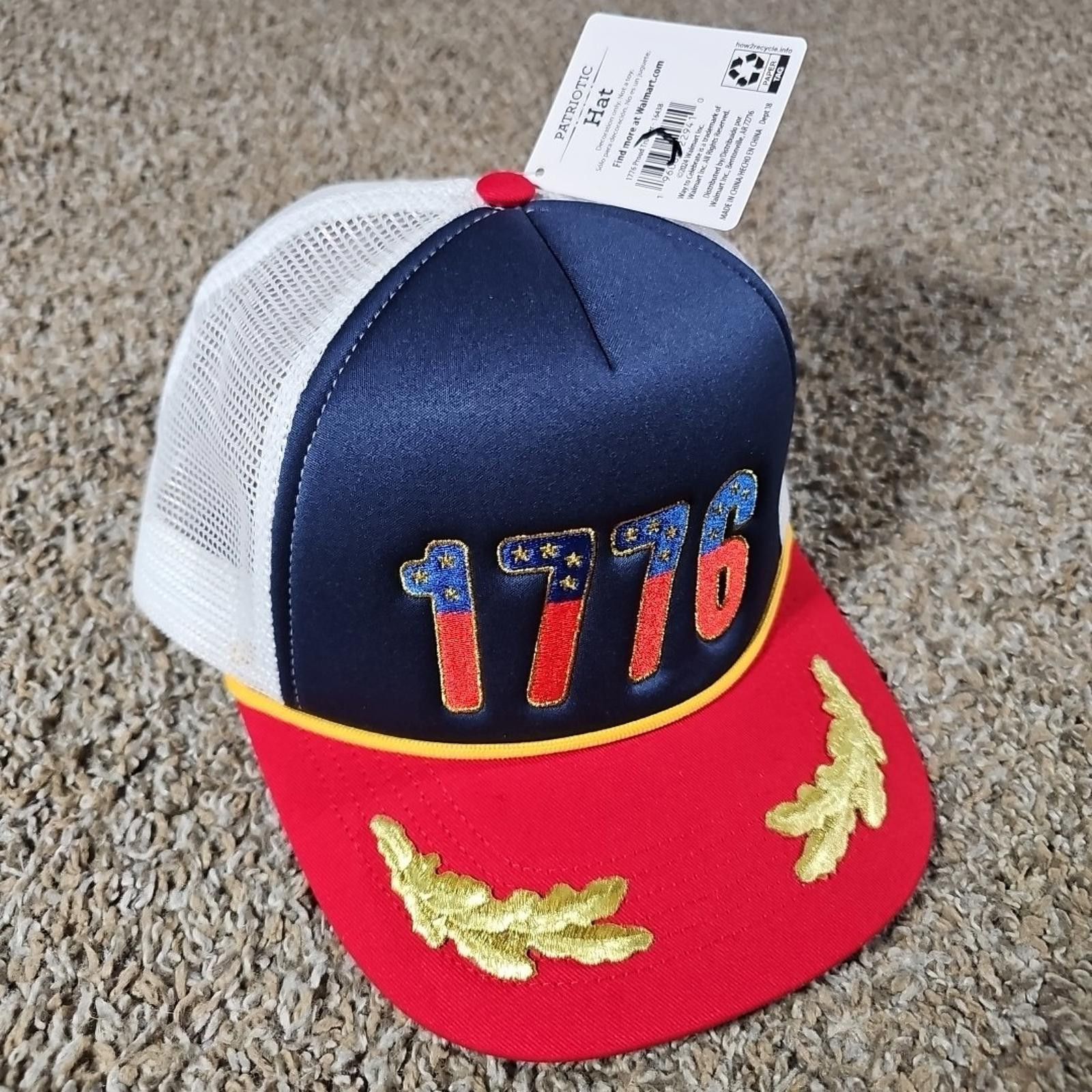 Calibrate Patriotic 1776 4th Of July Hat Adult SnapBack Trucker Mesh Size ONE SIZE - 1 Thumbnail