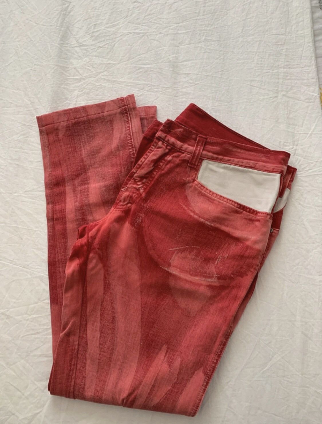 Versus Versace Versace Rare 90’s Red demin Jeans with Leather Patch Design Size US 40 / EU 56 - 2 Thumbnail