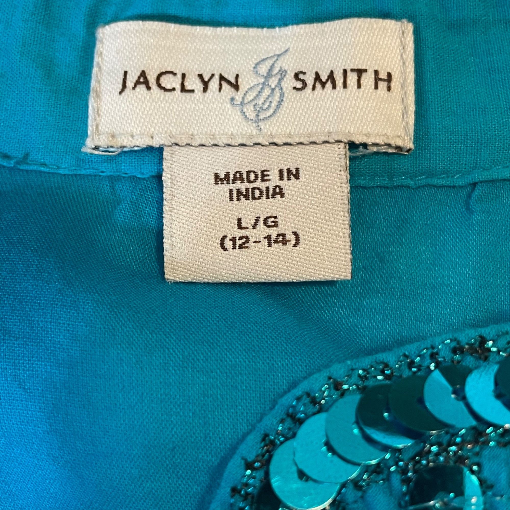 Other Jaclyn Smith Womens Large Teal Embellished Cotton Blouse Size L / US 10 / IT 46 - 4 Thumbnail
