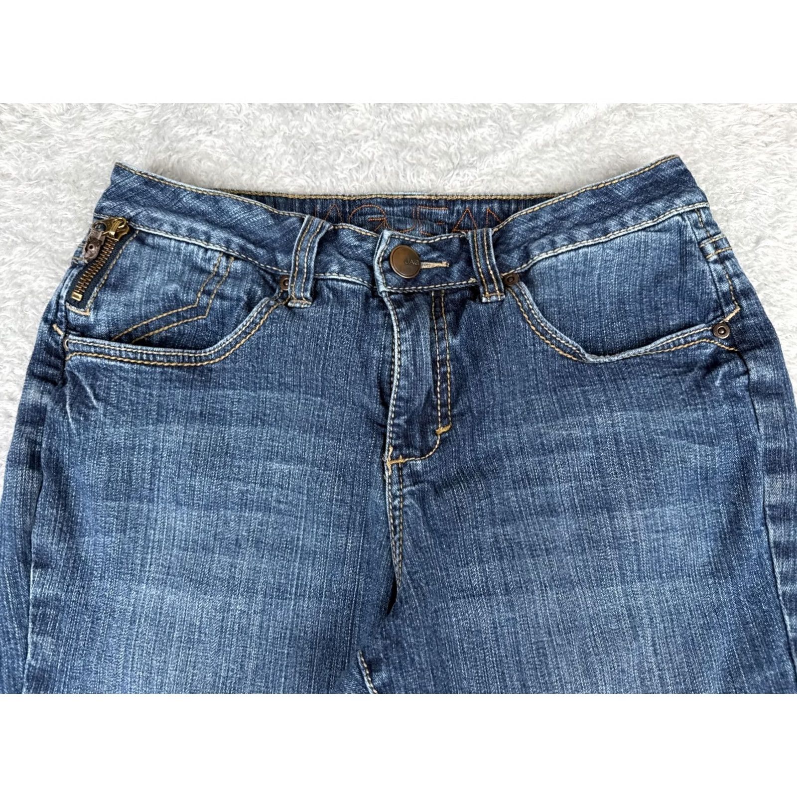AG Jeans Jag Jeans Womens Jeans 6 Blue Denim Mid Rise Bootcut Cotton Embroidered 27x32 Size 28" / US 6 / IT 42 - 4 Thumbnail