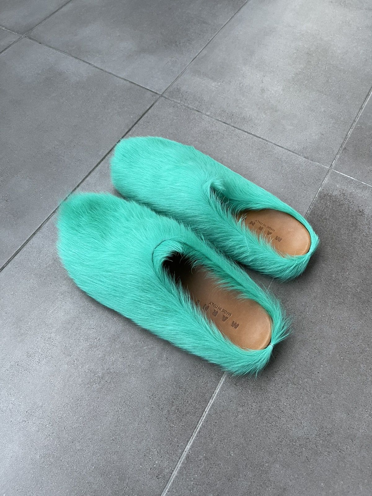Marni !DS! SS23 Marni Fussbet Calf Hair Turqoise Sabot Clogs Size US 10 / EU 43 - 10 Thumbnail