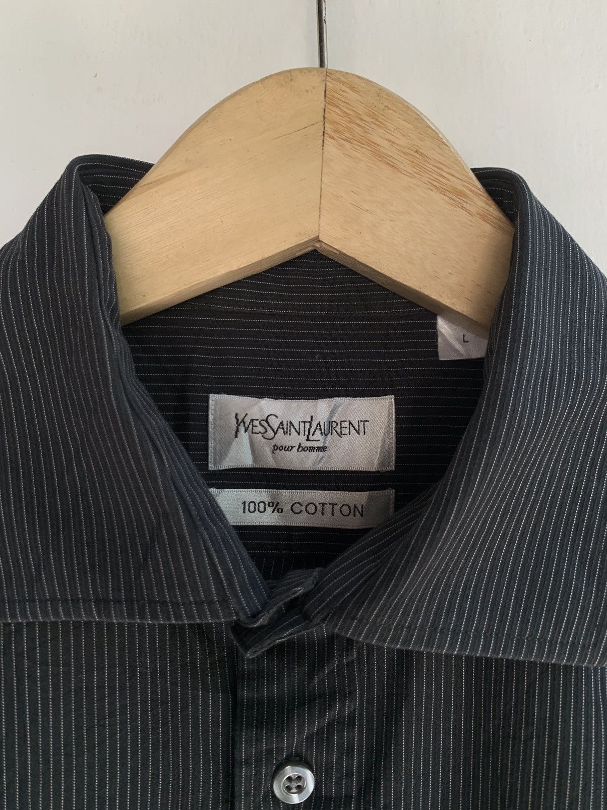 Vintage Vintage yves saint laurent pour homme black pin striped Size US L / EU 52-54 / 3 - 6 Thumbnail