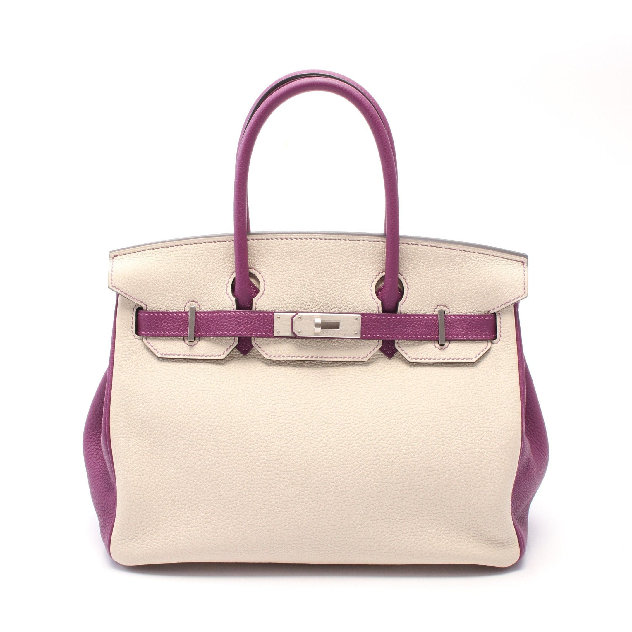 Hermes Hermes Birkin 30 Betton Anemone Handbag Togo Ivory Purple Matte Silver Hardware Personal Order Y Stamp Size ONE SIZE - 1 Thumbnail