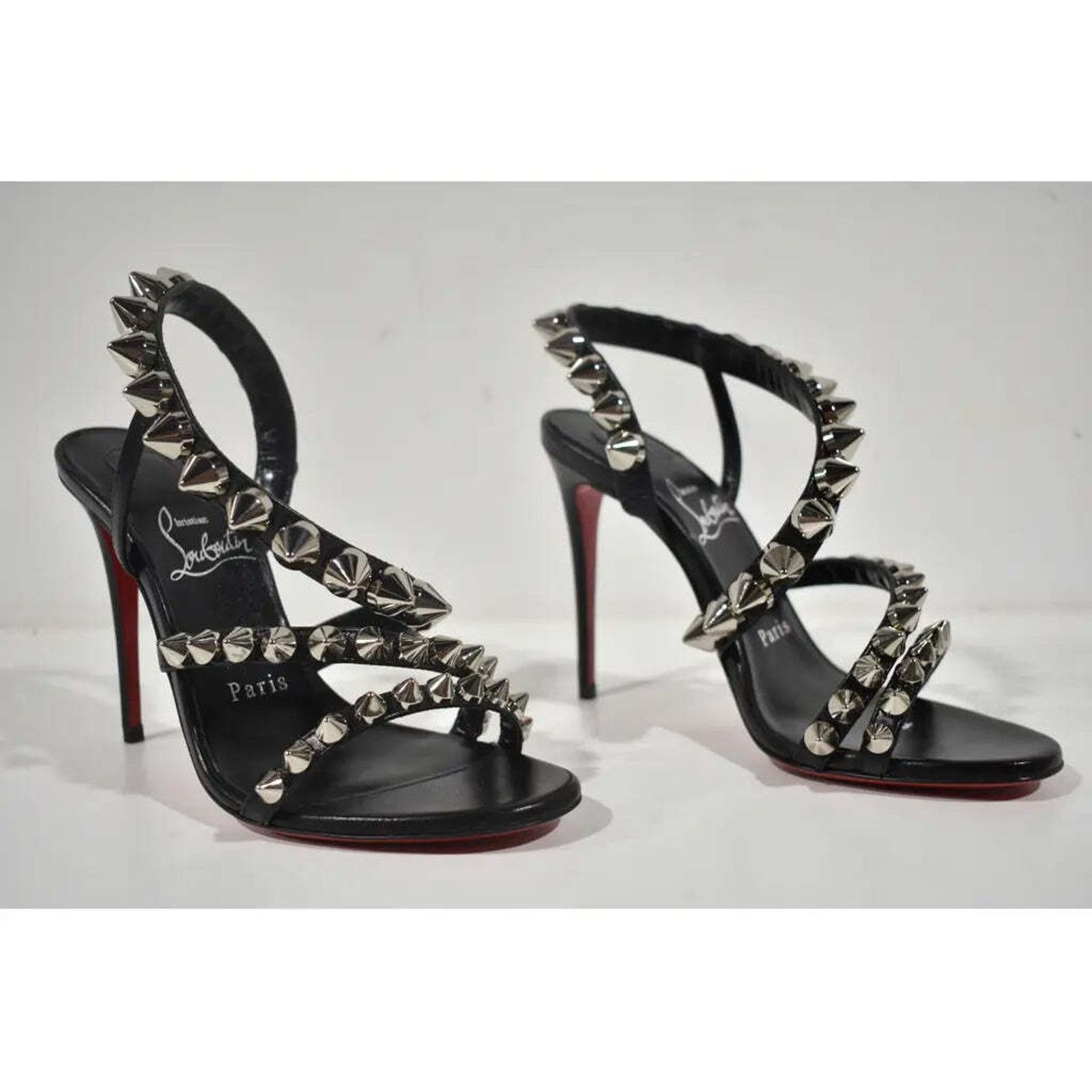 Christian Louboutin Spikita Strap 100 Black Spike Strappy Sandal Heel Pump 35 Size US 5 / IT 35 - 4 Thumbnail