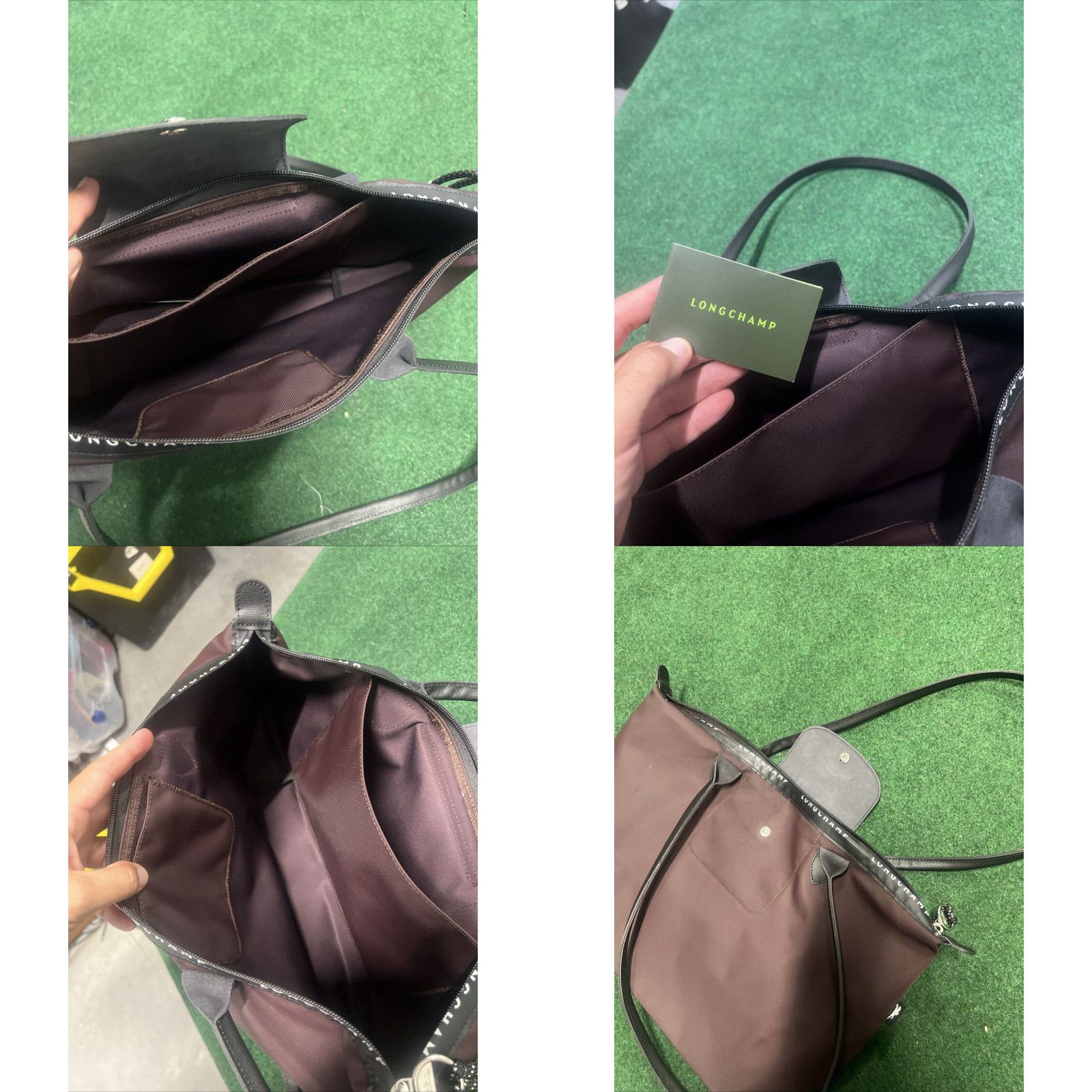 Longchamp Chocolat Brown Authentic Women's Large Leather Trimmed Canvas Tote Bag By Longchamp Le Pliage Energy Collection Size ONE SIZE - 8 Thumbnail