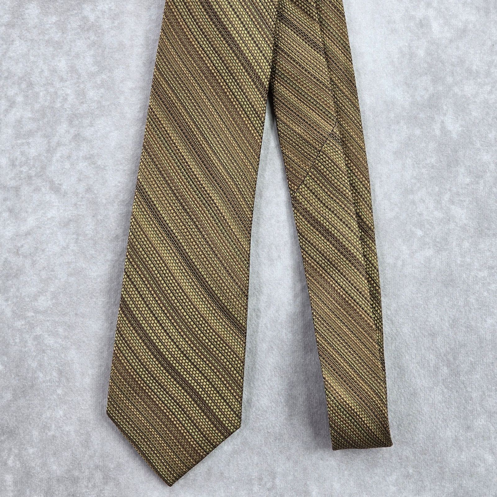 Joseph Abboud Joseph Abboud Brown Stripe Repp Geometric 100% Silk Neck Tie Size 30 - 2 Thumbnail