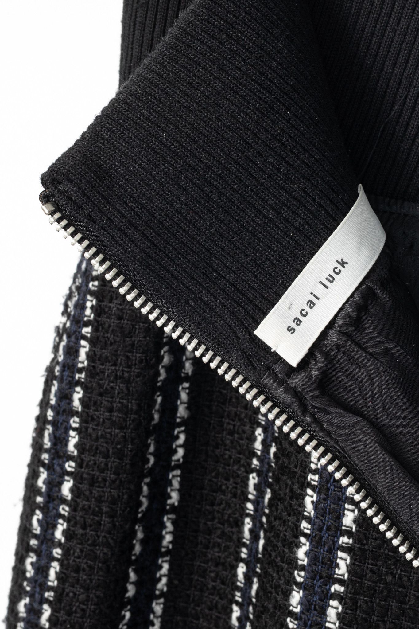 Sacai Sacai Luck R15 Black Striped Tweed Pleated-Trim Pencil Skirt Size 27" / US 4 / IT 40 - 8 Thumbnail