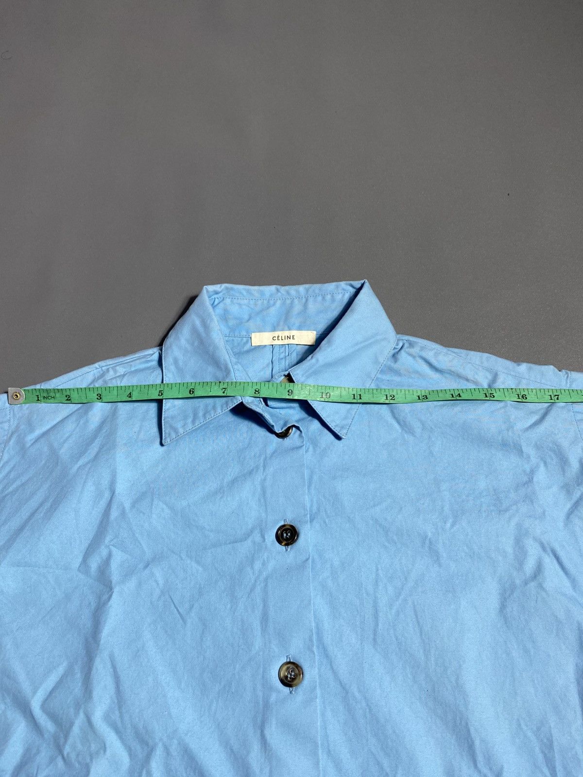 Celine CELINE Phoebe Philo Blue Cotton Silver d Ring Belt Shirt Size M / US 6-8 / IT 42-44 - 10 Thumbnail