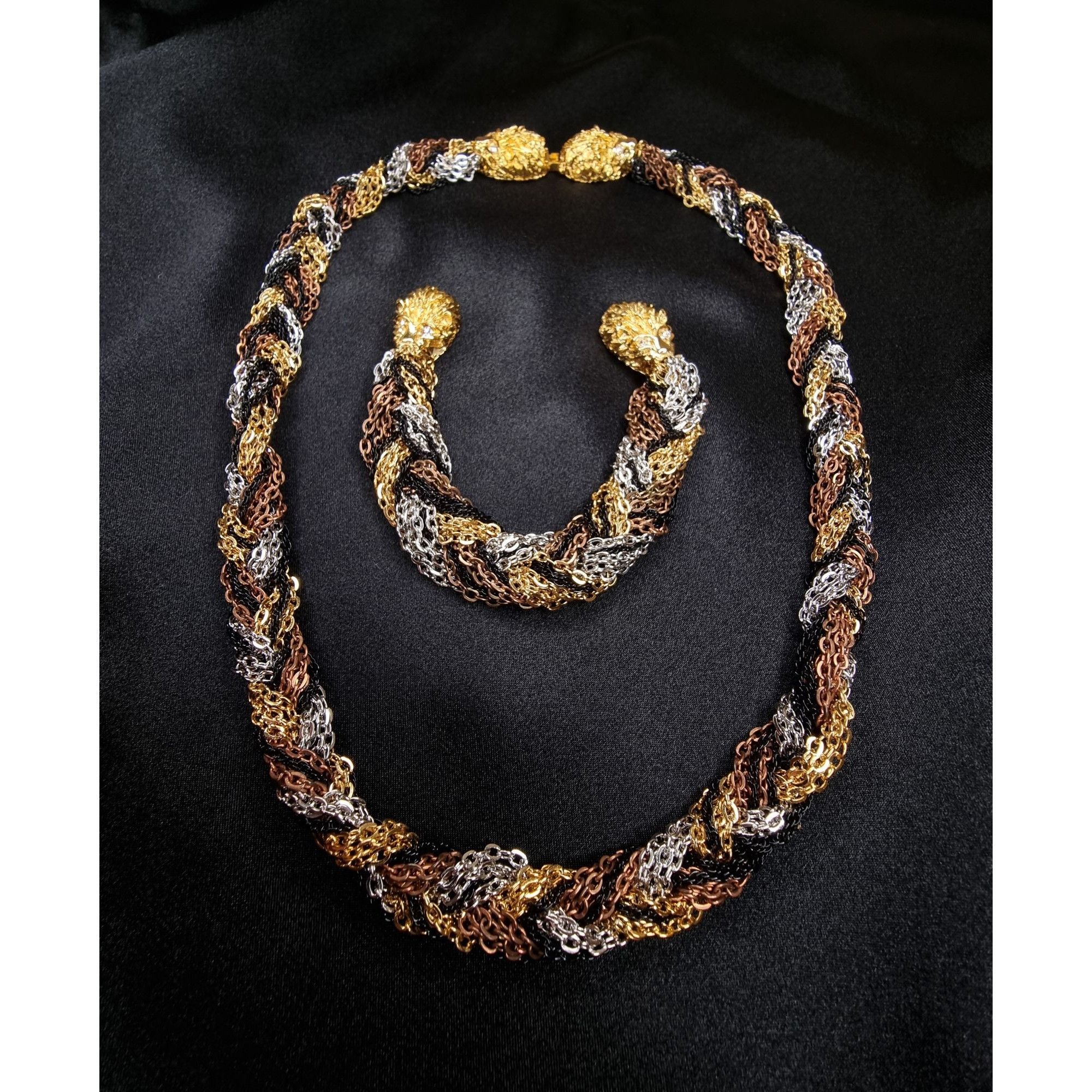 Vintage Vintage Eisenberg Braided Multi-Tone Chain Necklace & Bracel Size ONE SIZE - 3 Thumbnail