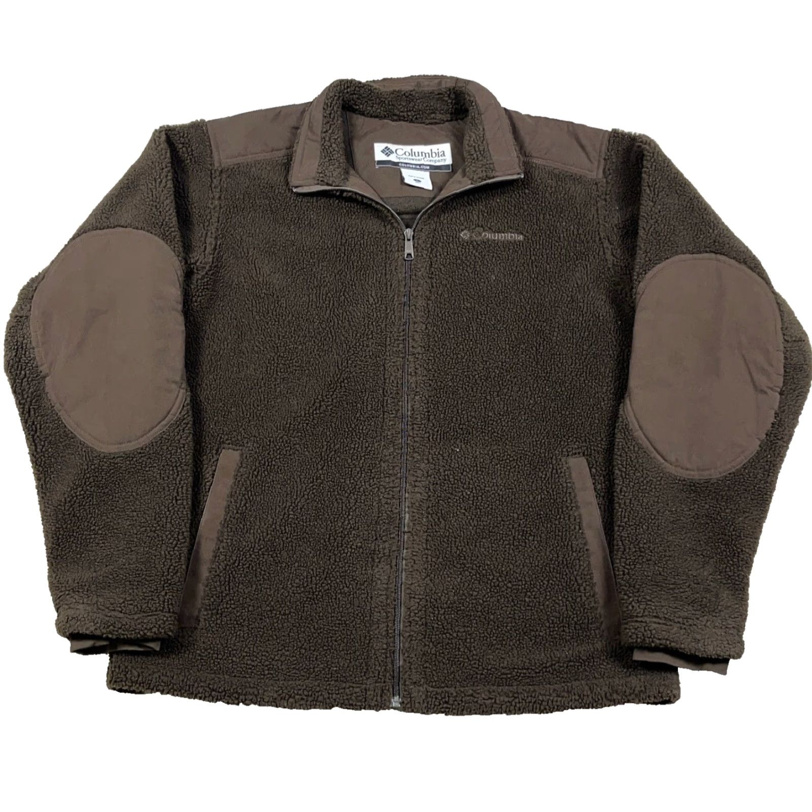 Vintage Vintage Columbia Jacket Men L Dark Brown Sherpa Fleece Elbow Pads Teddy Jacket Coat Navy Logo Zipper Pockets Folding Bottom? Size US L / EU 52-54 / 3 - 2 Thumbnail
