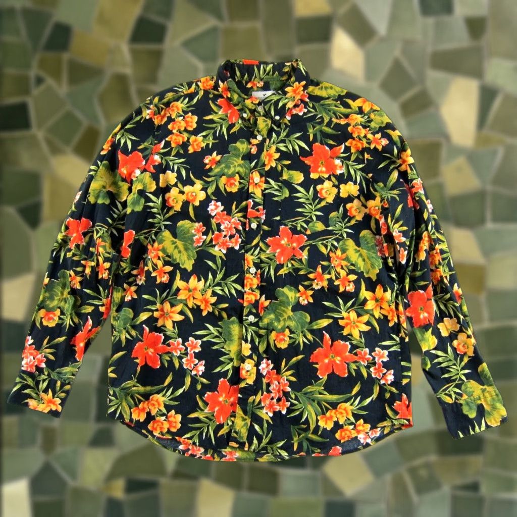 American Eagle Outfitters American Eagle Outfitters Shirt XL Men's Orange Floral Long Sleeve Button-Up Classic Shirt Size US XL / EU 56 / 4 - 1 Thumbnail
