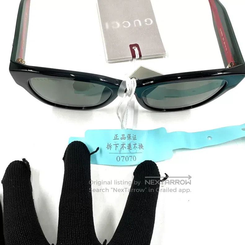 Gucci Gucci Double G logo red and green striped wide-leg sunglas Size ONE SIZE - 9 Thumbnail