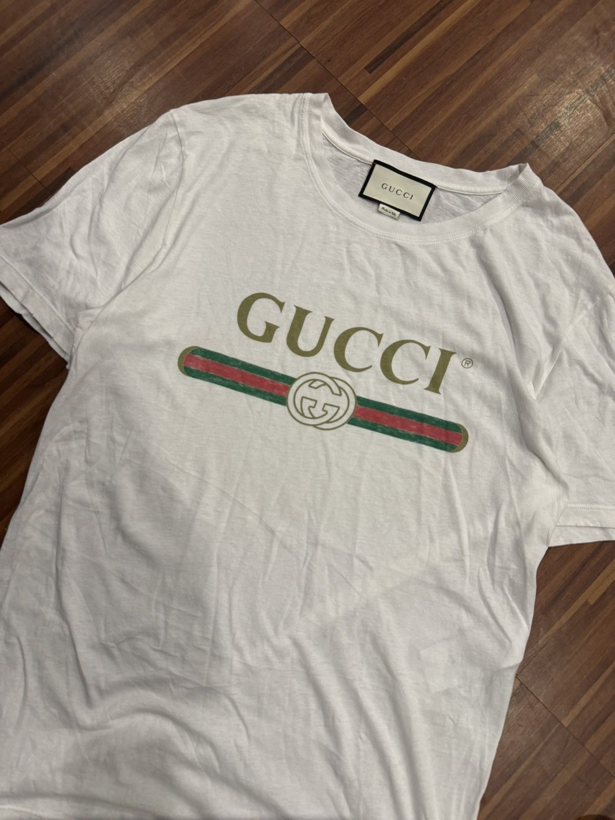 Gucci Gucci Washed Jersey Oversize T-Shirt 'White' Size US L / EU 52-54 / 3 - 3 Thumbnail