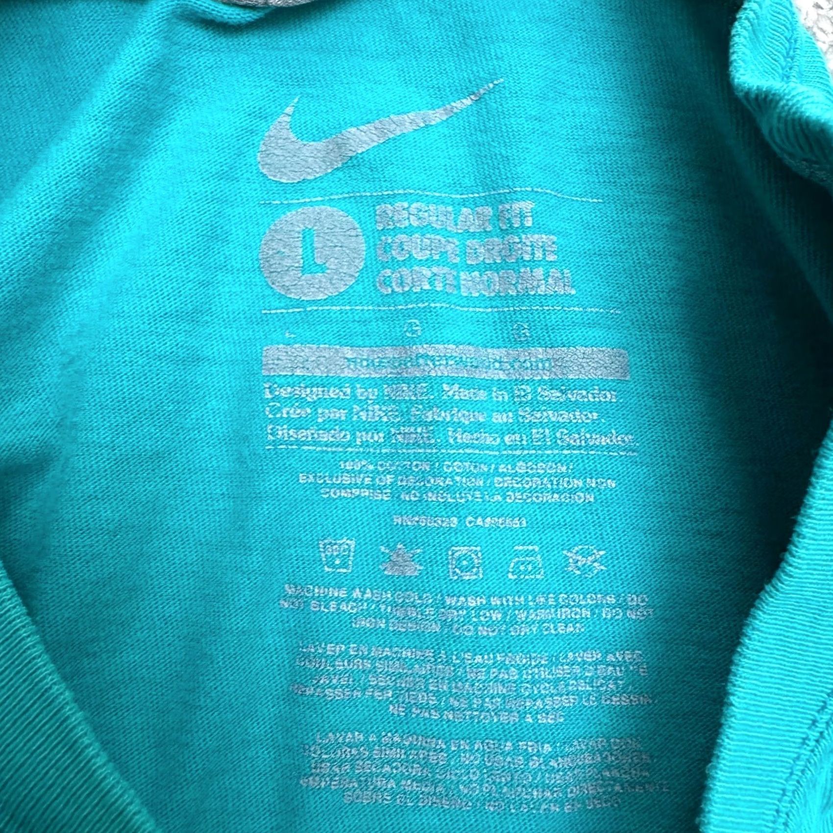 Nike Nike Mens Large Teal Blue Crew Neck Short Sleeve Cotton Tee Shirt Swoosh Logo Size US L / EU 52-54 / 3 - 6 Thumbnail