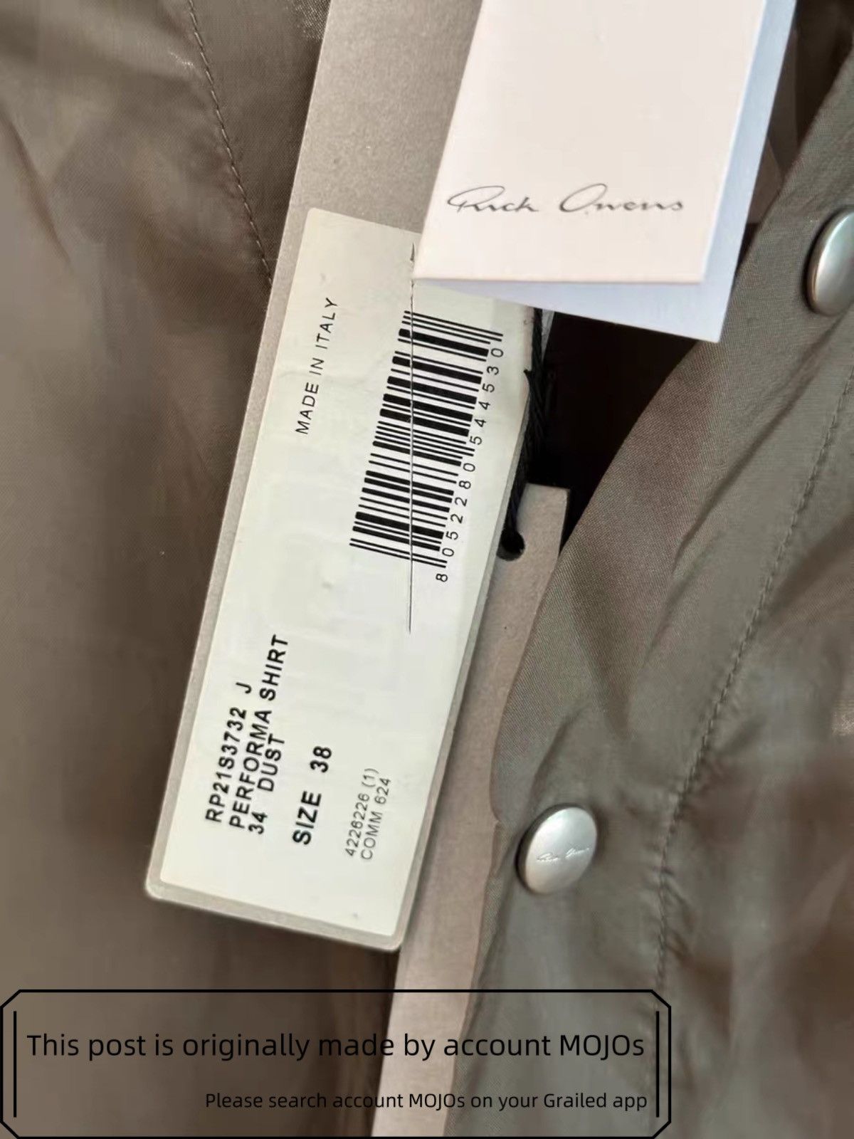 Sz 38 Rick Owens Larry Rivet Shirt Jacket mojos1629