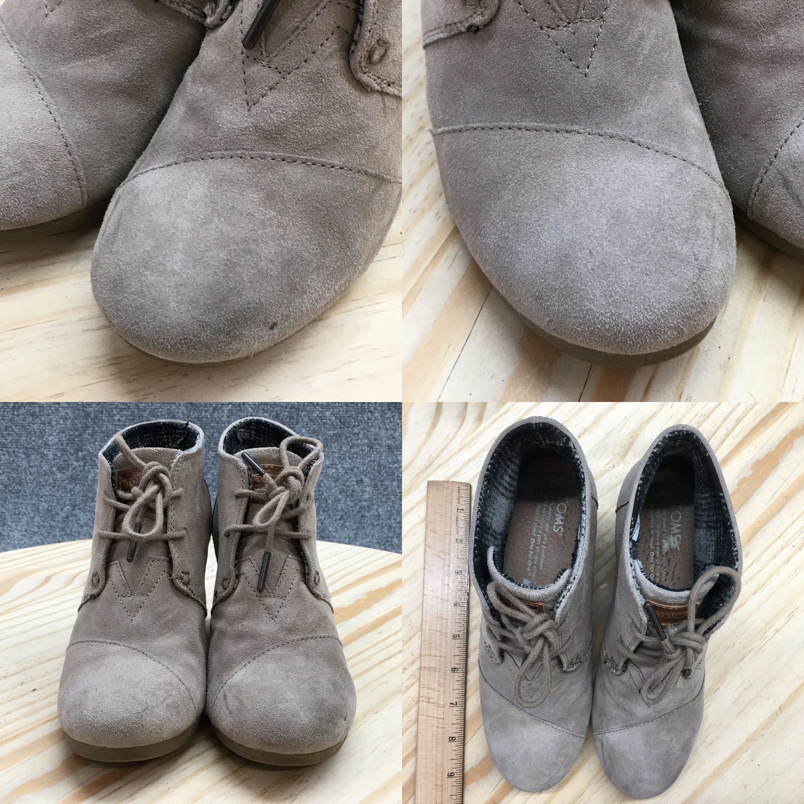 Toms TOMS Boots Womens 6 Desert Wedge Ankle Bootie Gray Suede Casual Lace Up Desert Boots 300614 Wedge Bootie Women Gray Shoes Mens? Size US 6 / IT 36 - 8 Thumbnail