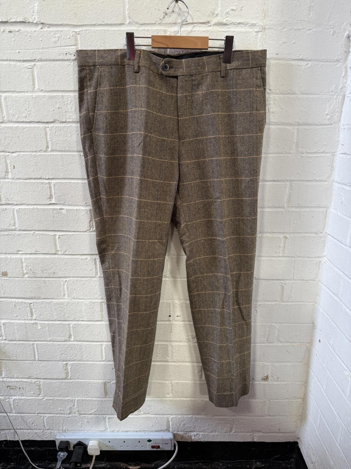 Unknown London Men's Wool Dress Pants with Check Pattern - Size 34 Size 42R - 4 Thumbnail