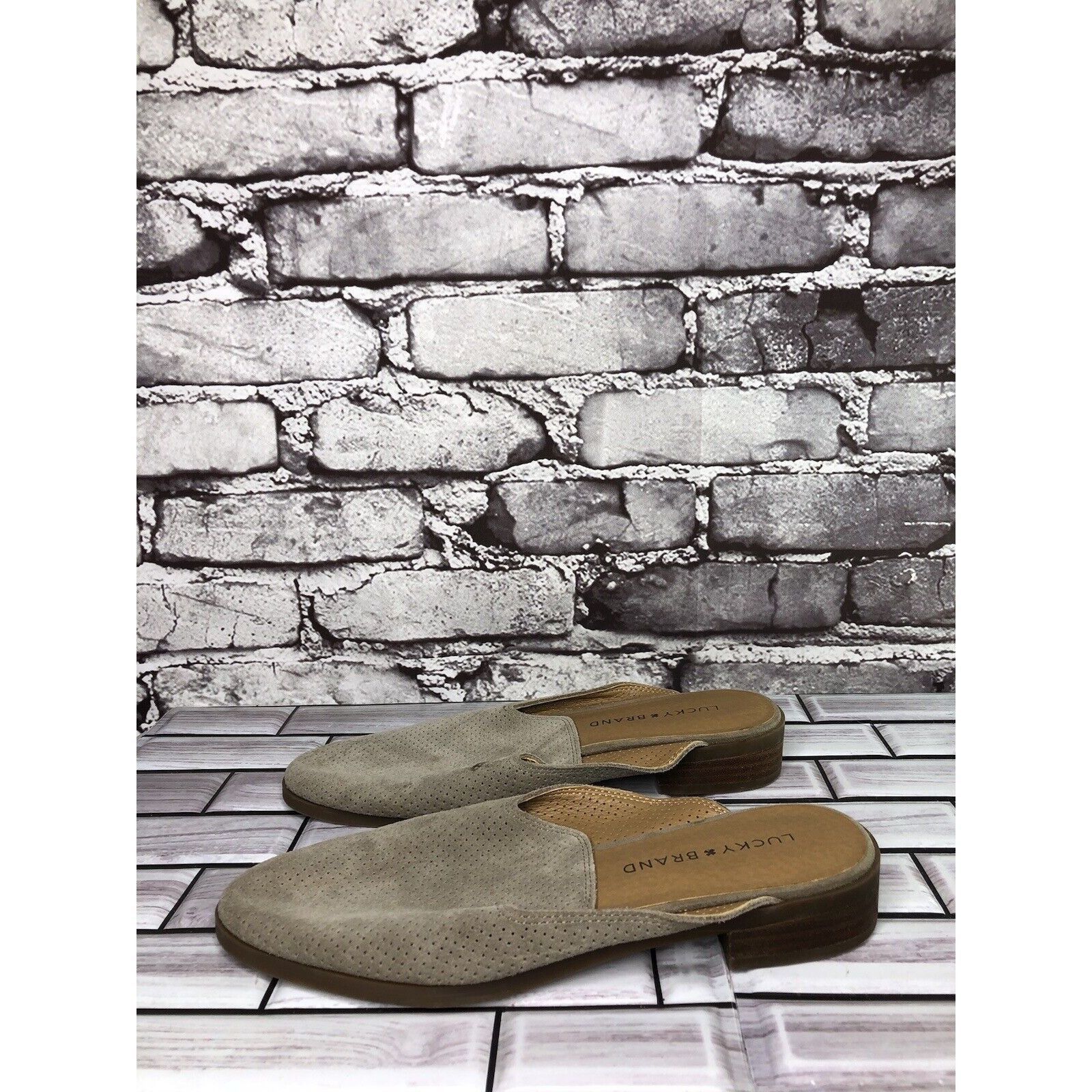 Lucky Brand Lucky Brand Coryna Taupe Suede Leather Slip On Mules Flats W Size US 7 / IT 37 - 14 Thumbnail