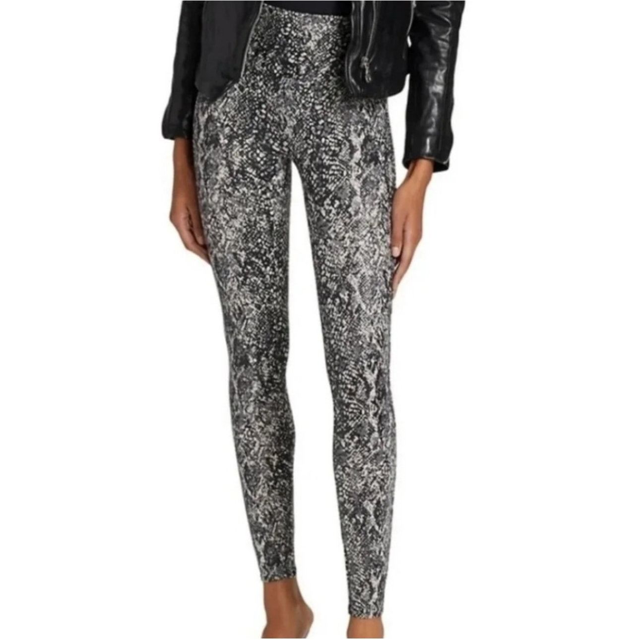 NWT Spanx Faux Leather Snake Shine Leggings Women’s Size S