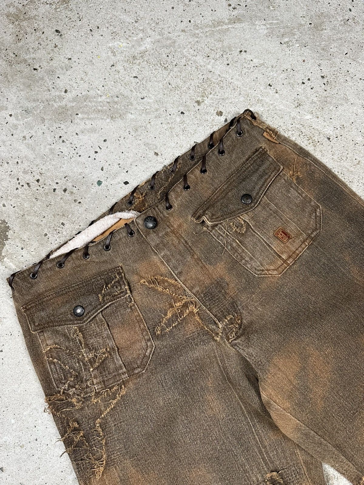 Japanese Brand × Le Grande Bleu (L.G.B.) × Tornado Mart Vintage Y2K Japanese Style Flare Embroidery Flowers Pants Size US 27 - 7 Thumbnail