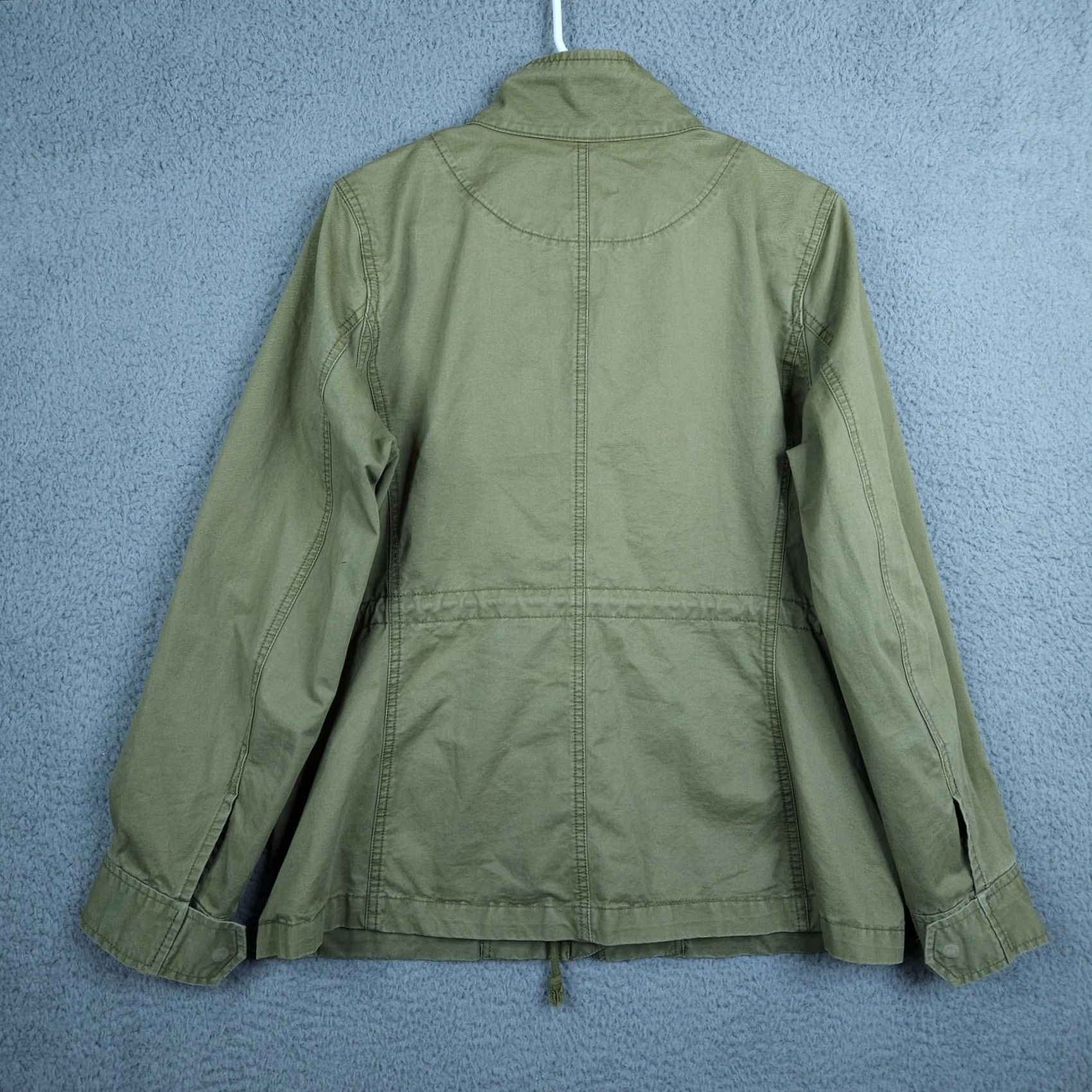 J.Crew J.CREW Jacket Green Standing Collar Full zip Pockets Unlined Size L Womens Shirt? (Note: This line would be corrected below) Size L / US 10 / IT 46 - 2 Thumbnail