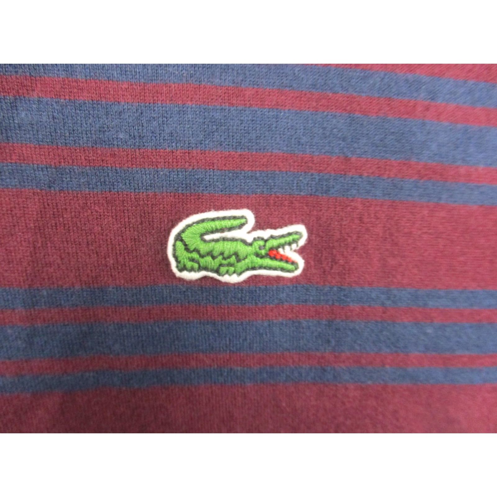 Lacoste Lacoste Hoodie Mens XL Burgundy Striped Pullover Regular Fit Hoodie Long Sleeve with Logo, Striped, Cotton, Lightweight, All Seasons, Red/Blue, Mens Size US XL / EU 56 / 4 - 2 Thumbnail