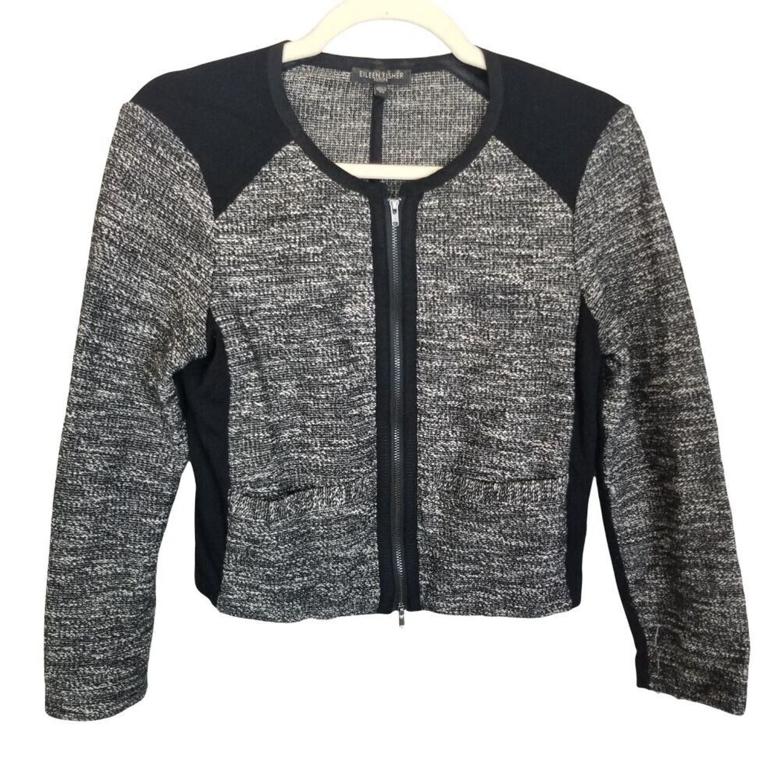Eileen Fisher Eileen Fisher Tweed Blazer Cropped Jacket Full Zip Size PS Size S / US 4 / IT 40 - 1 Thumbnail