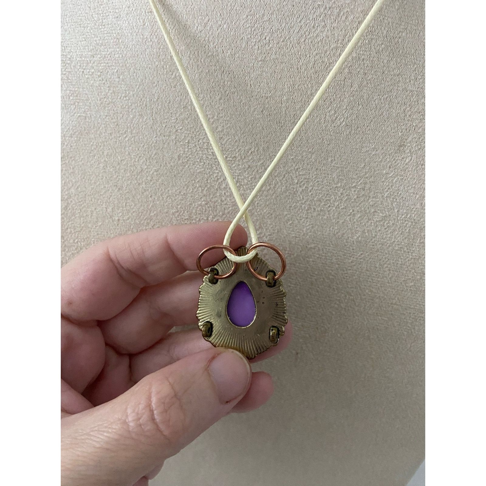 Handmade purple teardrop pendant necklace Size ONE SIZE - 3 Thumbnail
