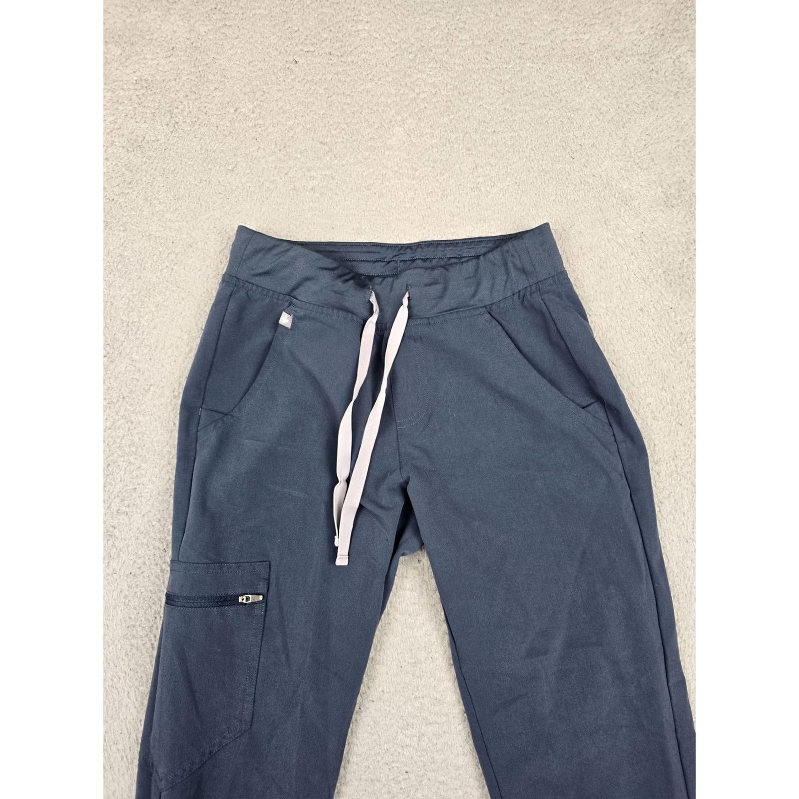 Vintage FIGS Pants Womens XS Blue Jogger Cargo Zip Drawstring Cuffed W18SW2005 Size 26" / US 2 / IT 38 - 3 Thumbnail