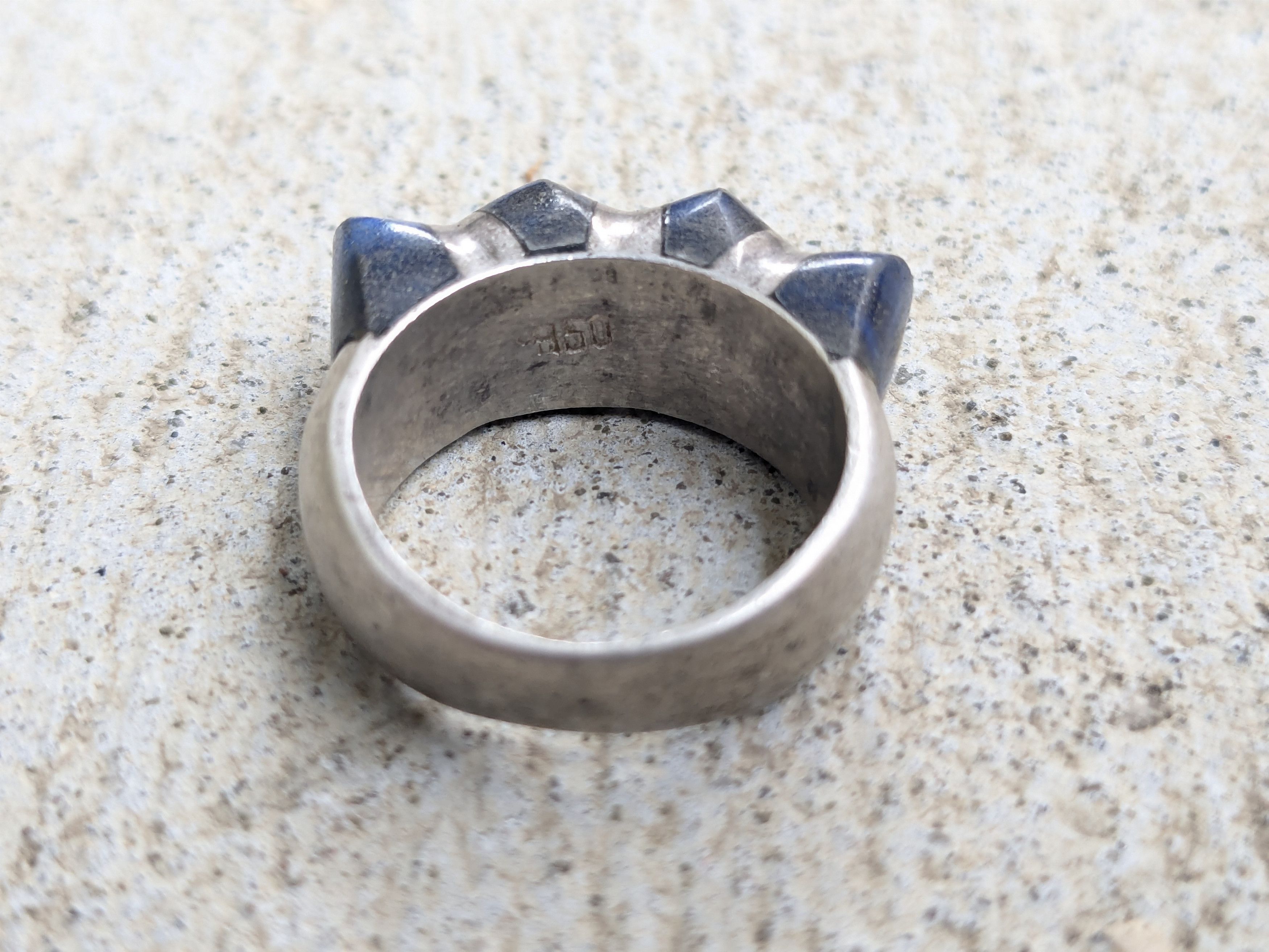 Jewelry Sterling Silver Ring 6.25 Lapis Lazuli Modern Avant Garde Size ONE SIZE - 7 Thumbnail
