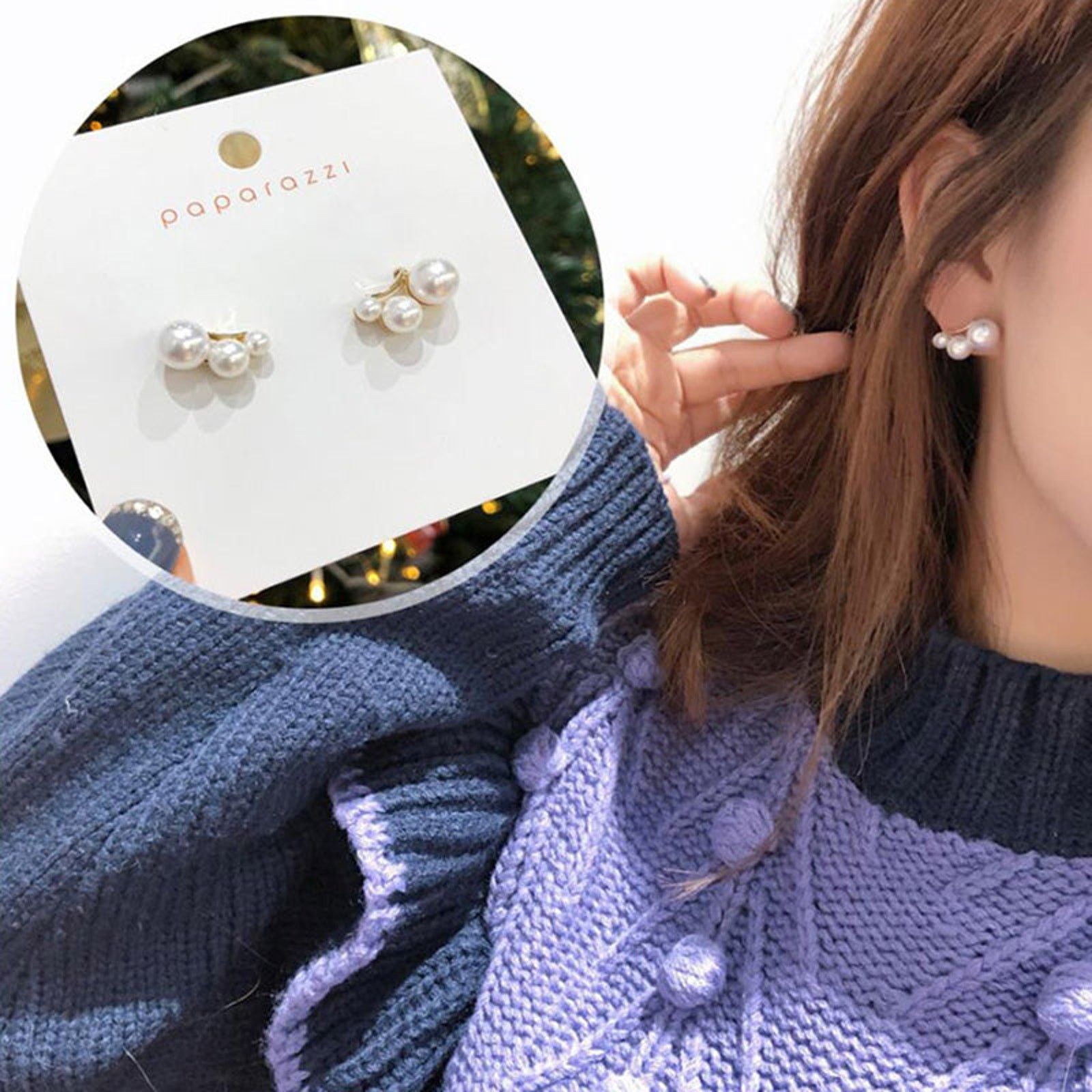 Japanese Brand Clara Triple Pearl Gold Earrings Size ONE SIZE - 10 Thumbnail