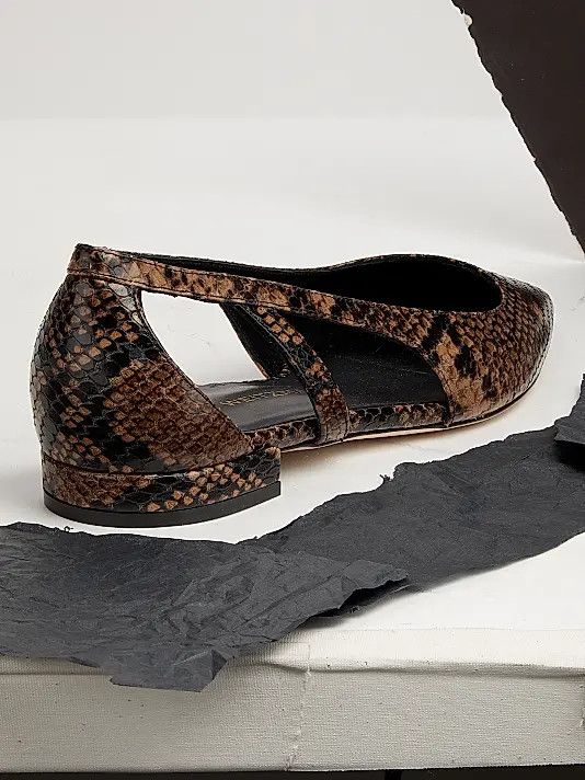 Stuart Weitzman os11x0126 Flat Stuart Power Snake-Embossed Cut-Out Flats Size US 11 / IT 41 - 3 Thumbnail