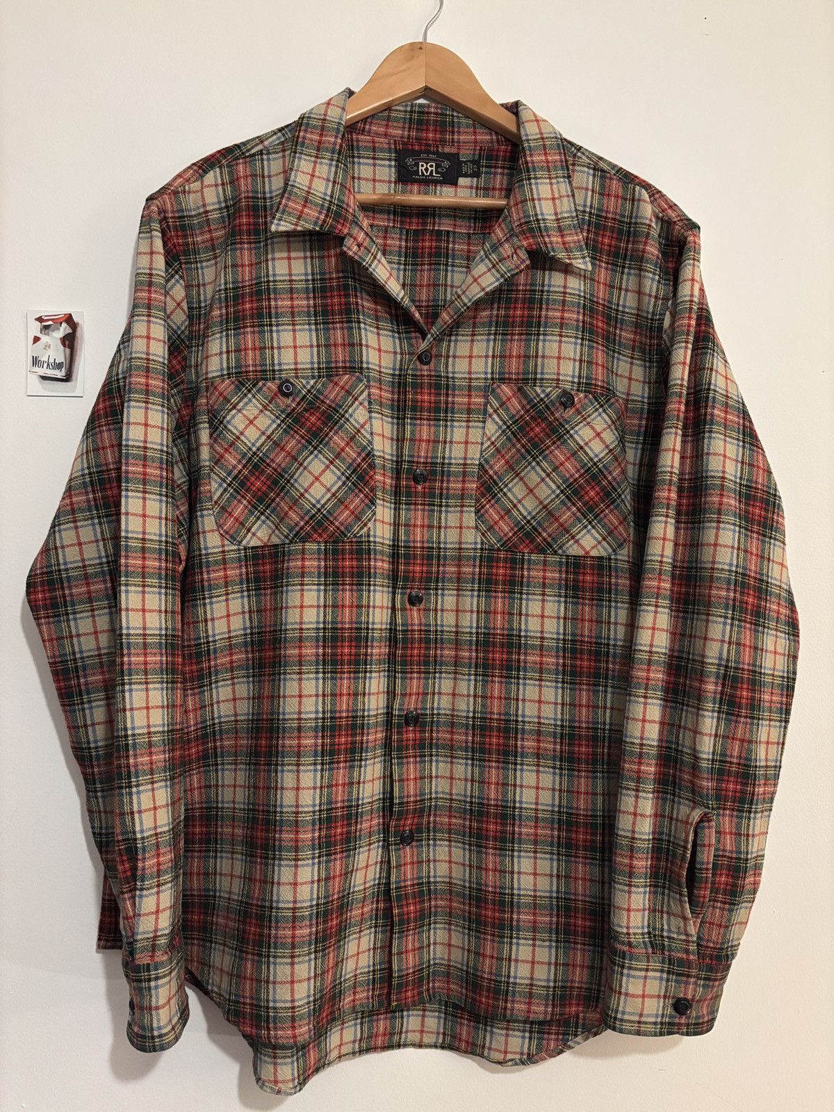 RRL Ralph Lauren Double RL RRL Flannel Universal Red Beige Plaid Camp Shirt Size US XL / EU 56 / 4 - 1 Thumbnail