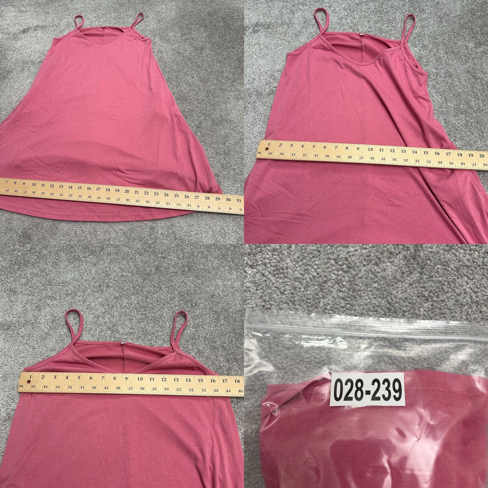 Pinko Unbranded Knee Length Tank Dress Womens M Pink Pockets Spaghetti Strap V-Neck Casual Knit Rayon Spandex Size M / US 6-8 / IT 42-44 - 8 Thumbnail