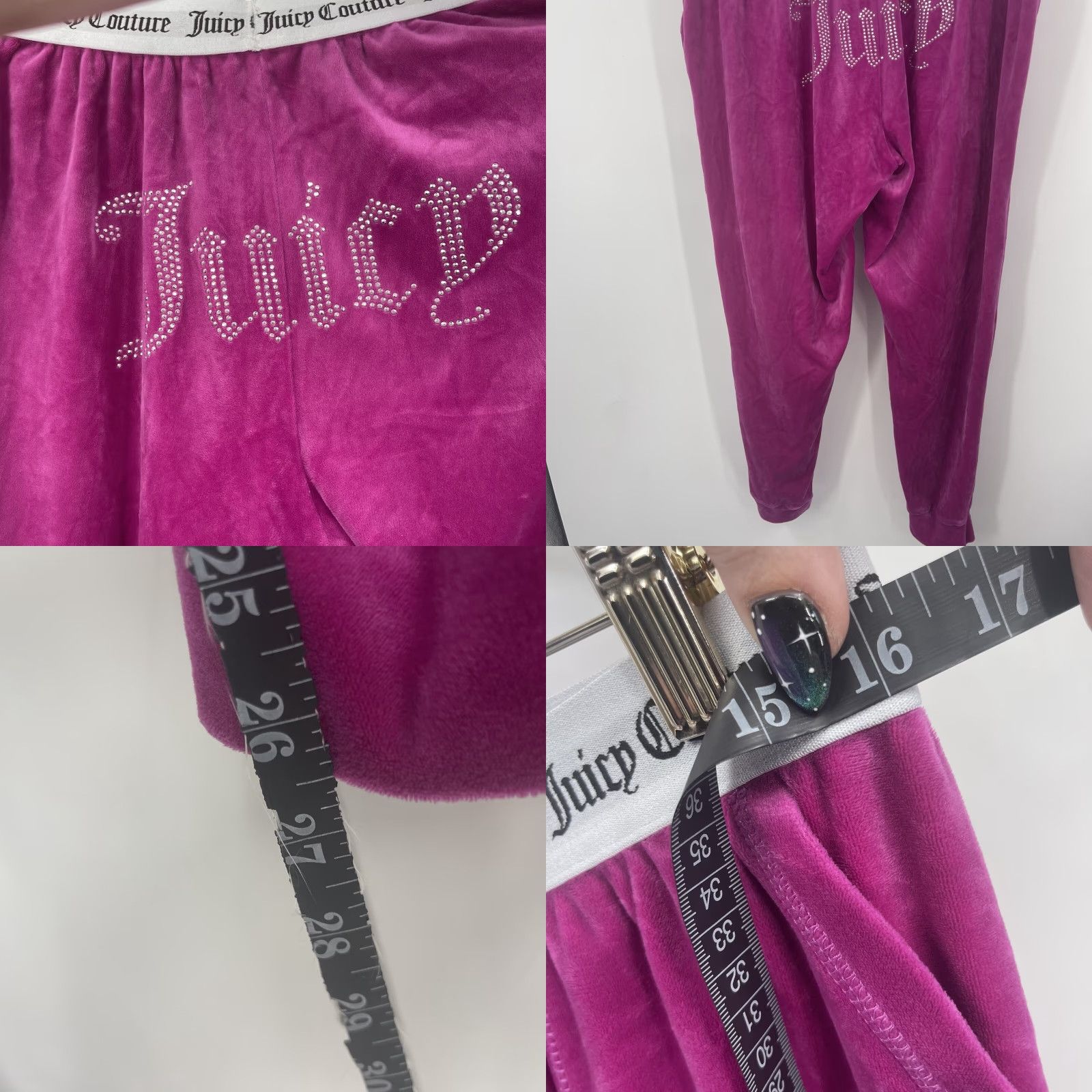 Juicy Couture Juicy Couture Womens Large Jeweled OG Big Bling Velour Track Pants y2k Jogger Size 36" / US 14 / IT 50 - 8 Thumbnail