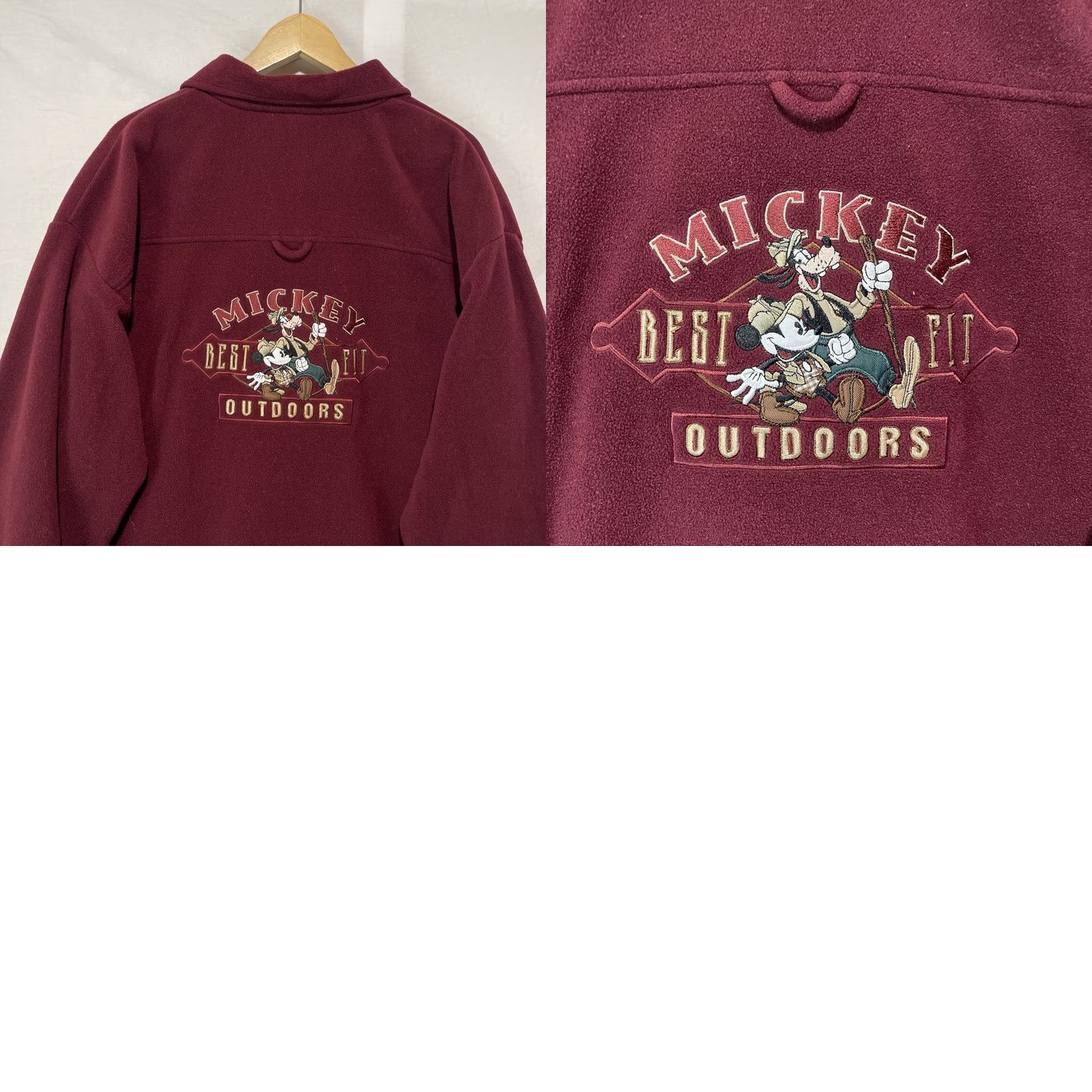 Disney Disney Jacket Mens XL Burgundy Button Up Fleece Shirt Shacket Mickey Outdoors Size US XL / EU 56 / 4 - 9 Thumbnail