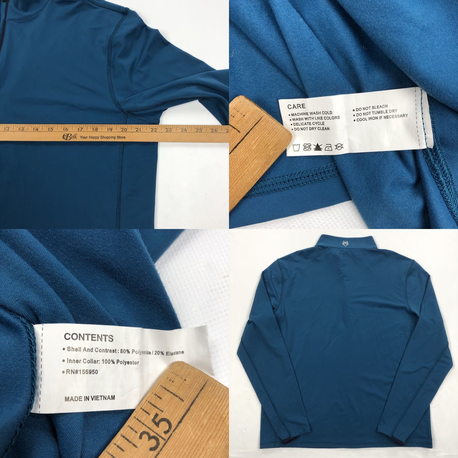 Vintage GREYSON Men's Wolf Logo Activewear Quarter Zip Pullover Shirt M Teal Blue Size US M / EU 48-50 / 2 - 8 Thumbnail