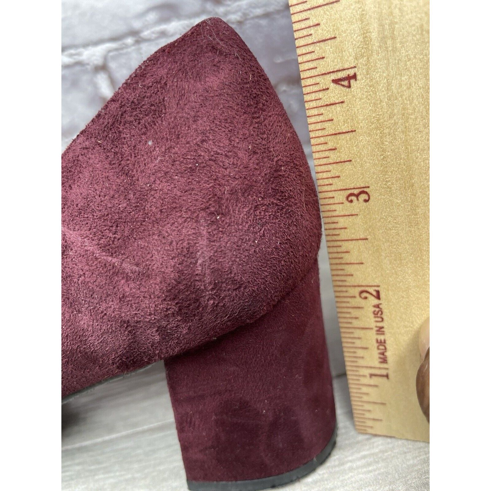 Other David Aaron Burgundy Maroon Suede Leather Round High Heels W Size US 6.5 / IT 36.5 - 11 Thumbnail