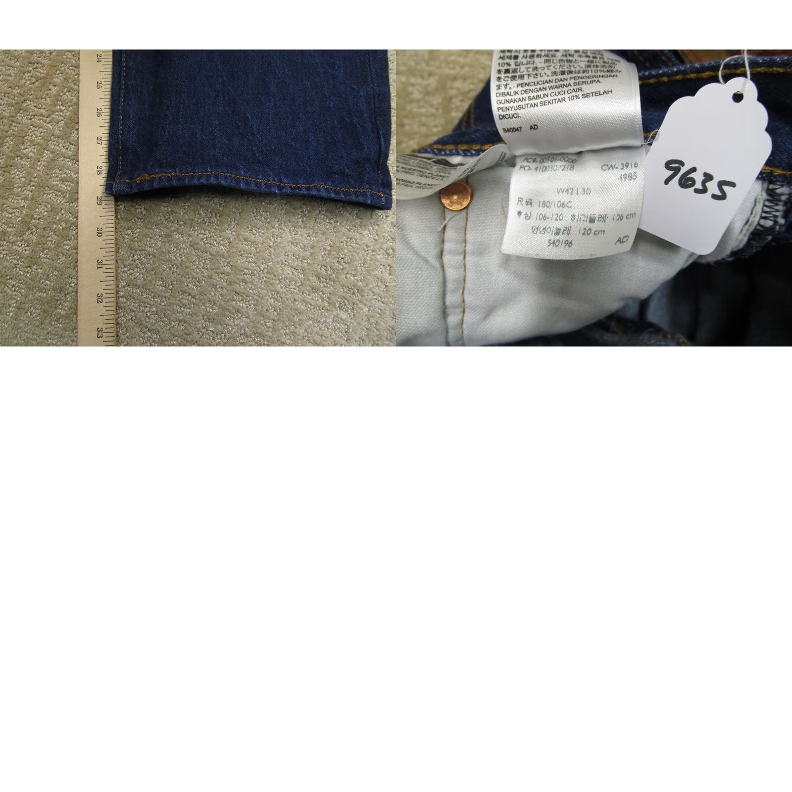 Levi's LEVIS 501 Jeans Men 42x30 Blue Button Fly Original Fit Pants Dark Wash Denim Jeans Size US 42 / EU 58 - 8 Thumbnail