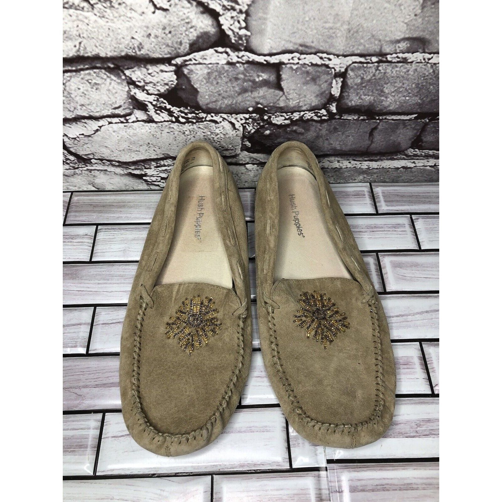 Hush Puppies Hush Puppies Beige Leather Gem Handsewn Loafers Driving Shoe Size US 7.5 / IT 37.5 - 10 Thumbnail