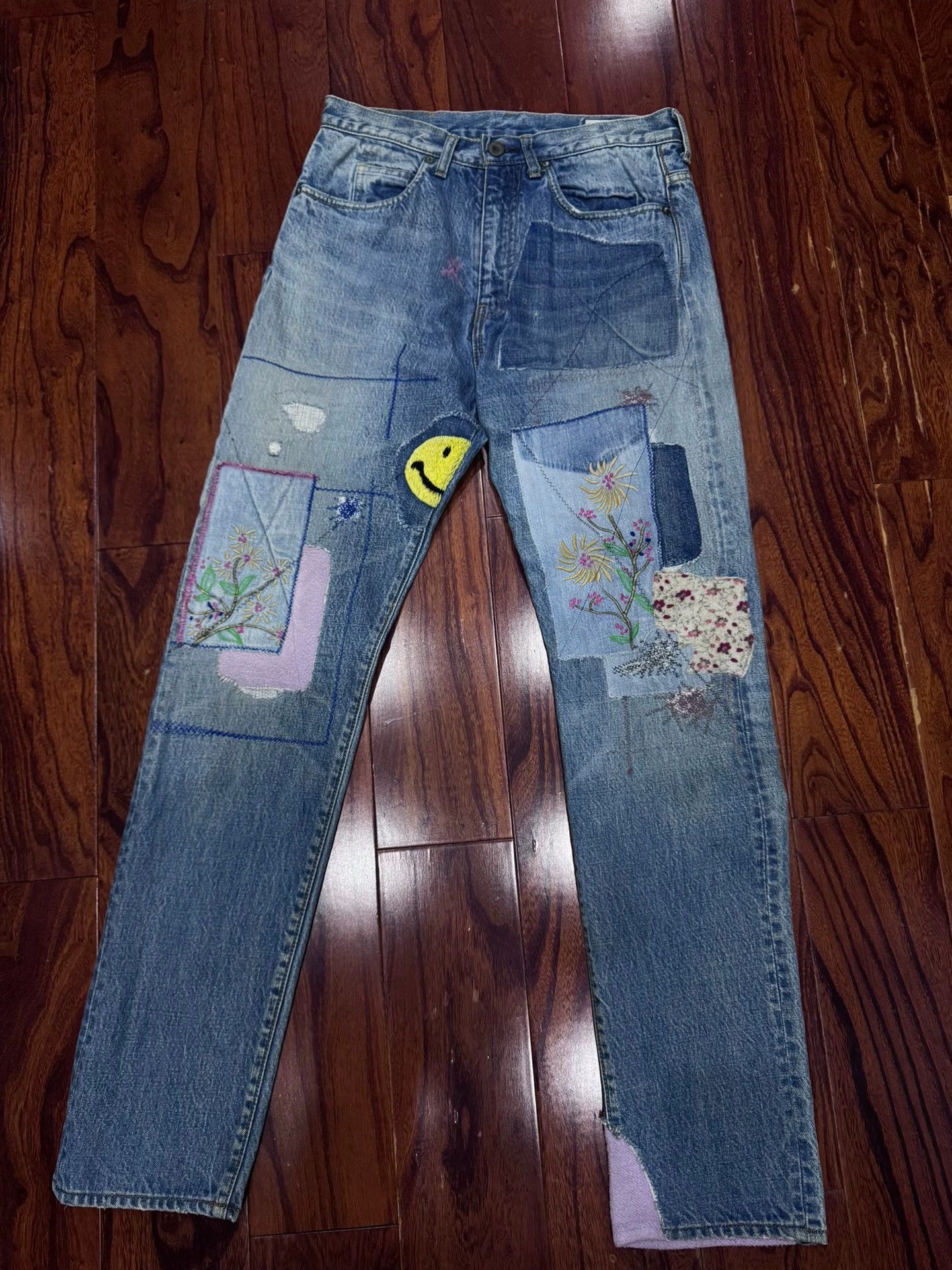 Kapital KAPITAL Kazuhiro Hirata 5P OKABILLY smiley embroidered patch jeans Size US 32 / EU 48 - 1 Thumbnail