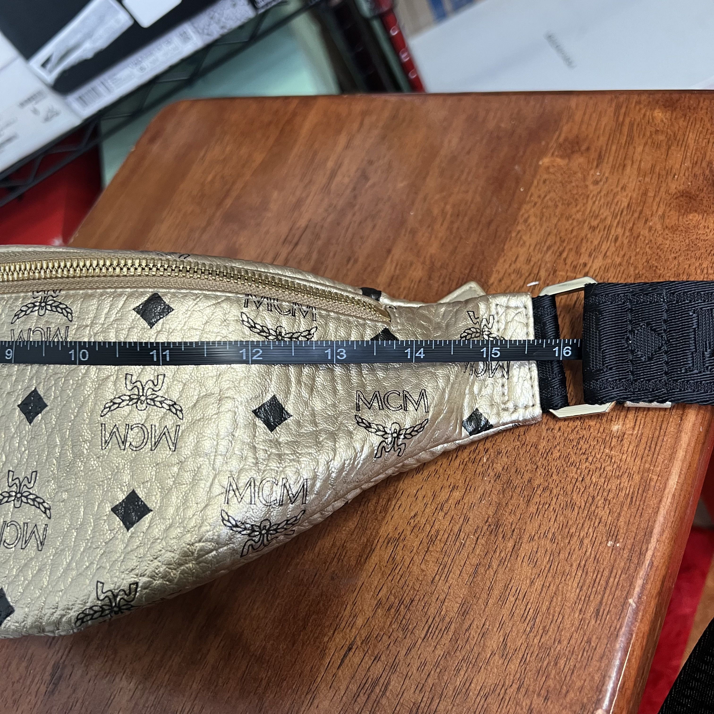 MCM MCM Gold Visetos Coated Canvas Belt Bag Size ONE SIZE - 18 Thumbnail