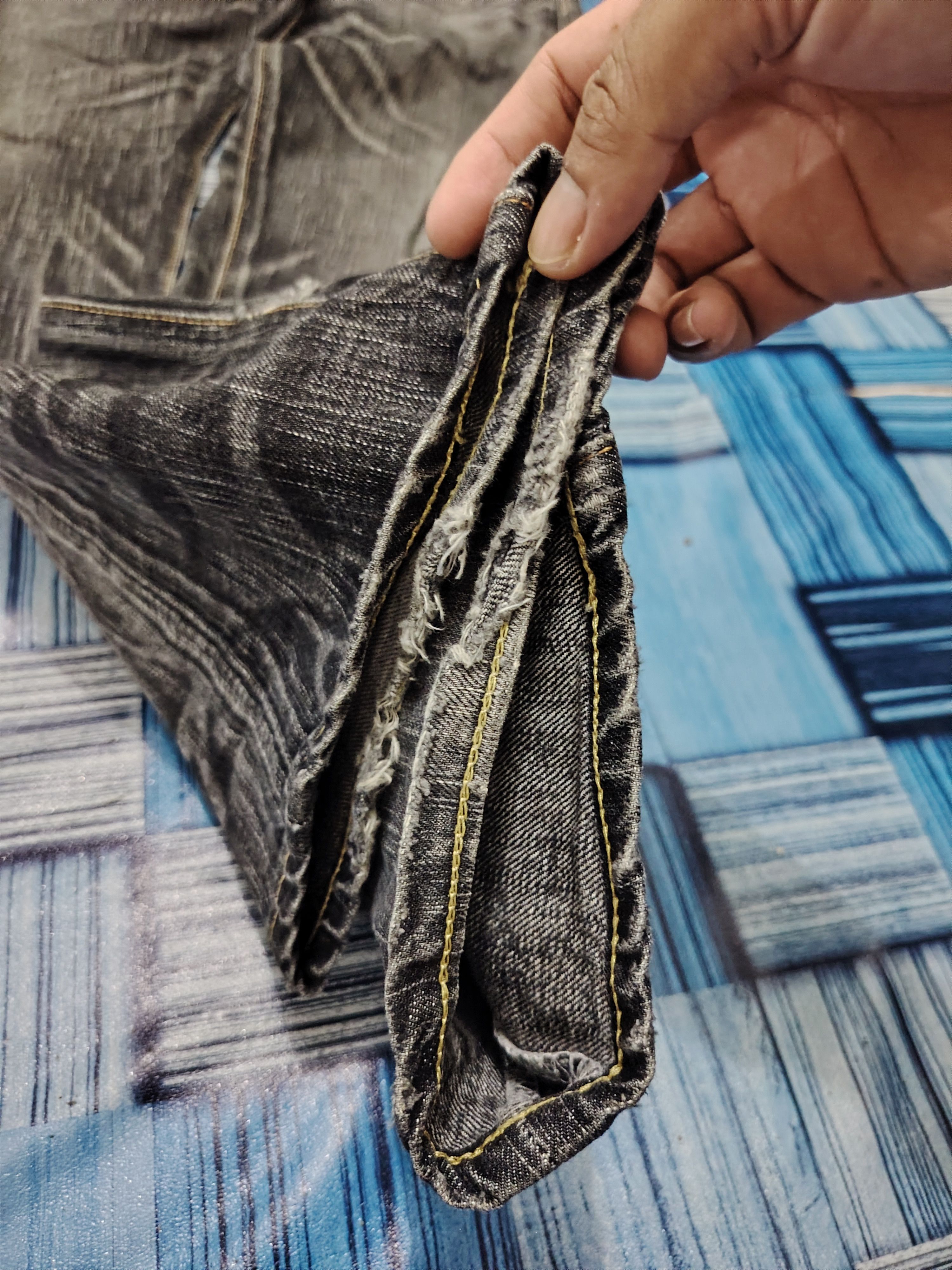 Who Decides War Japanese Edwin 503 Blue Trip Flared Jeans Distressed Jeans Size US 30 / EU 46 - 15 Thumbnail