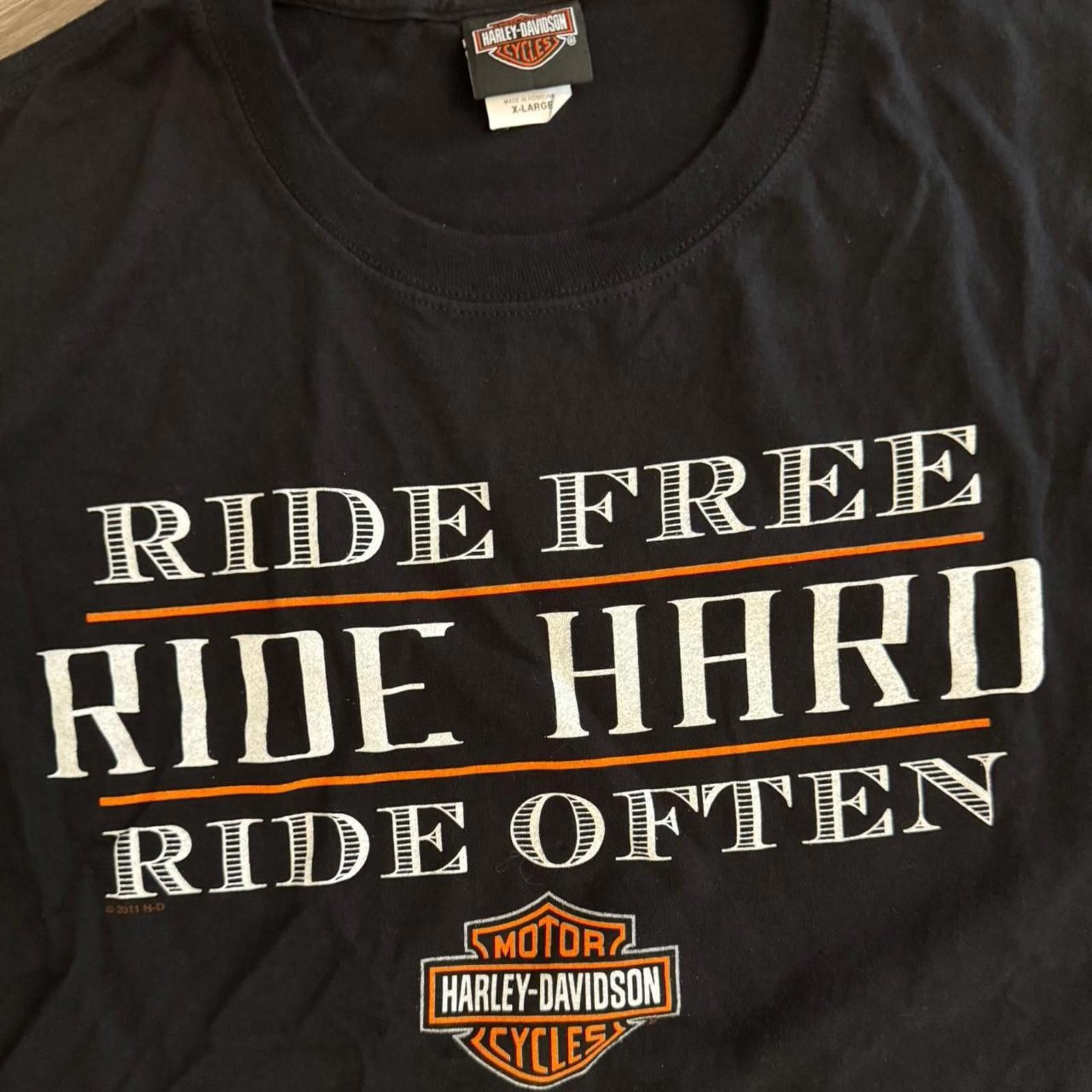 Harley Davidson Black Harley Davidson XL Ride Free Ride Hard Ride Often tee Size US XL / EU 56 / 4 - 3 Thumbnail